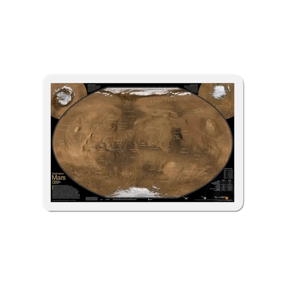 Space - MARS (2001) (Map) Refrigerator Magnet-5" x 5"-The Sticker Space