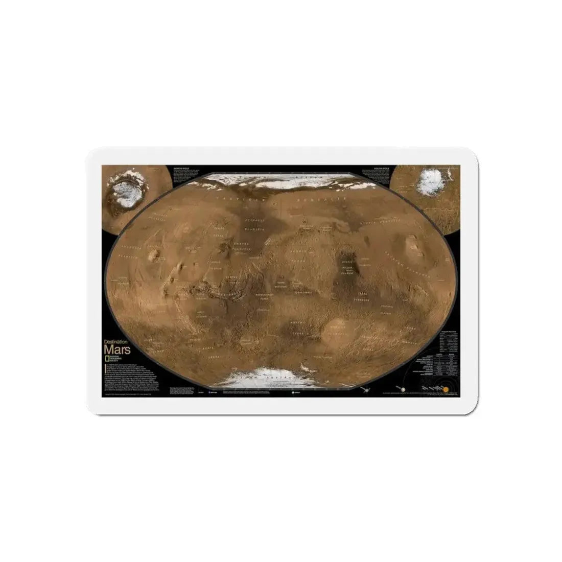 Space - MARS (2001) (Map) Refrigerator Magnet 6 Inch - The Sticker Space