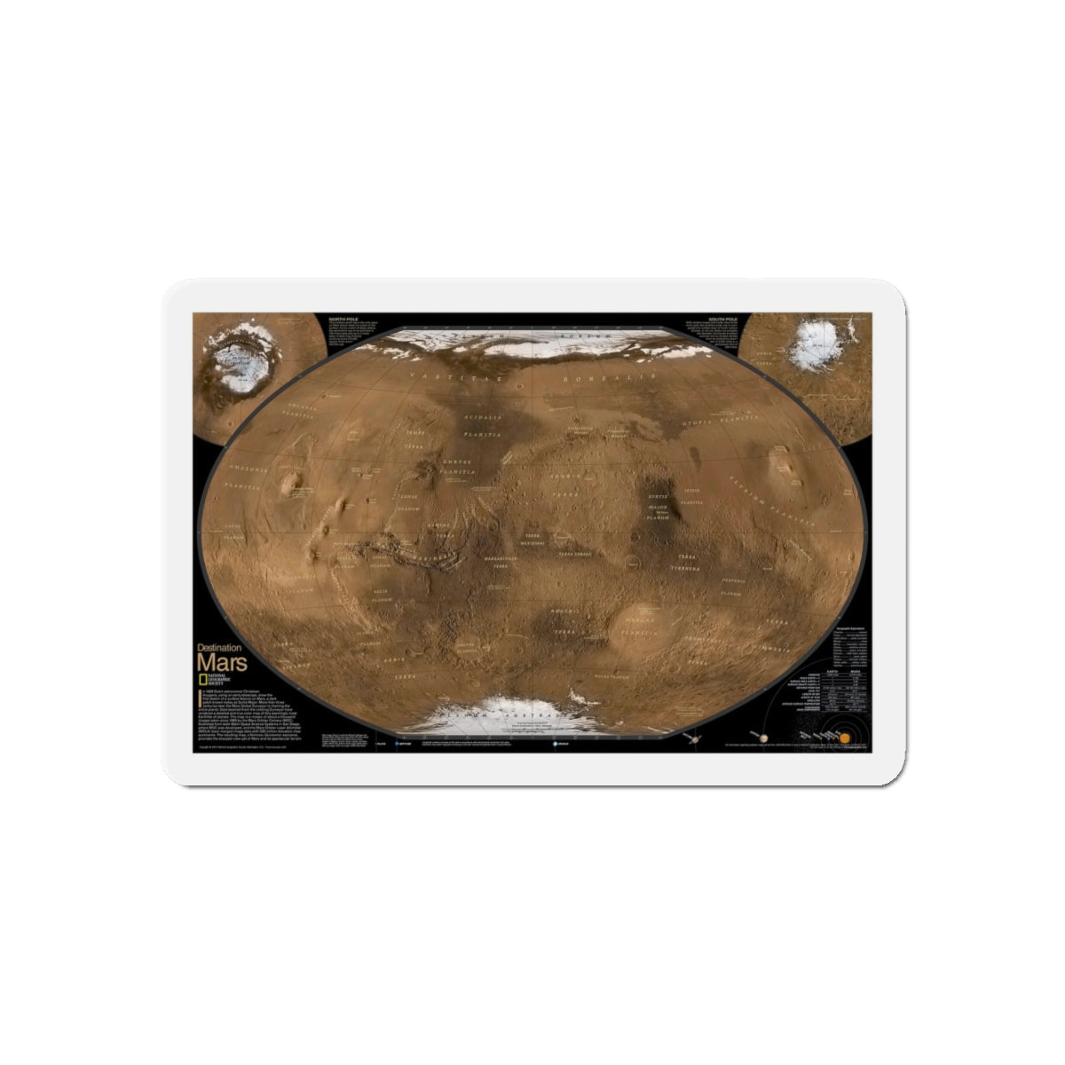 Space - MARS (2001) (Map) Refrigerator Magnet-6 × 6"-The Sticker Space