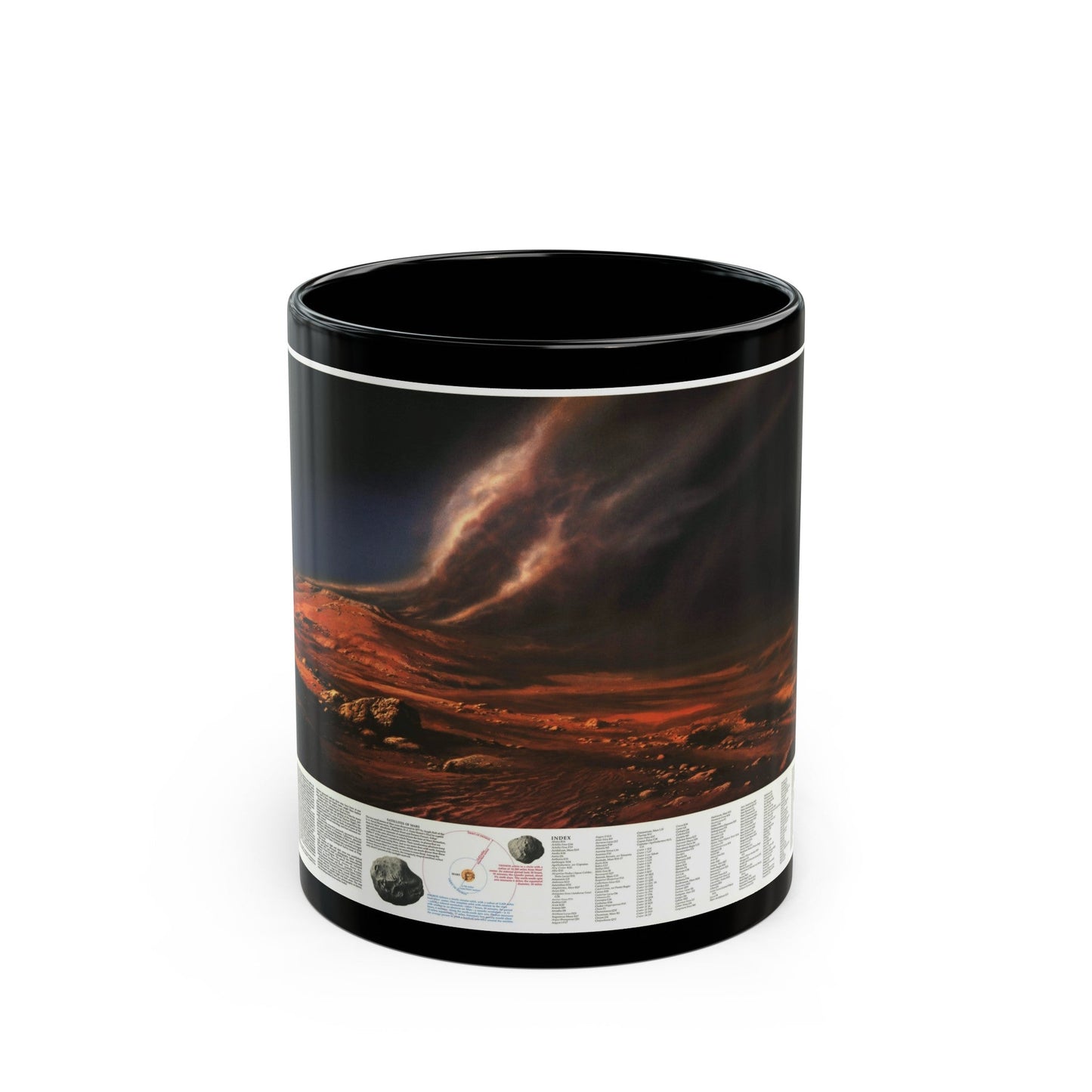 Space - MARS, Dusty Face of (1973) (Map) Black Coffee Mug-11oz-The Sticker Space