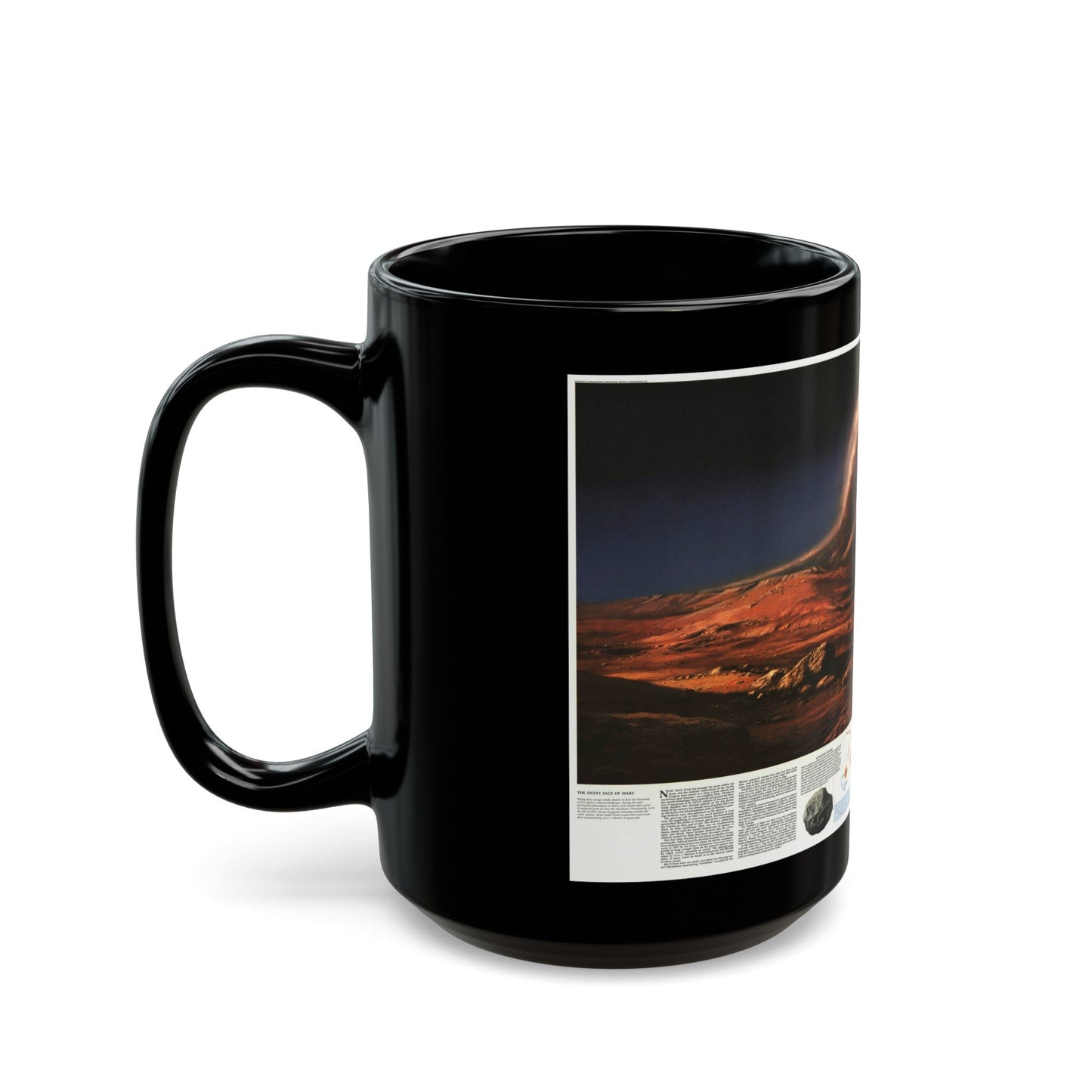 Space - MARS, Dusty Face of (1973) (Map) Black Coffee Mug-The Sticker Space