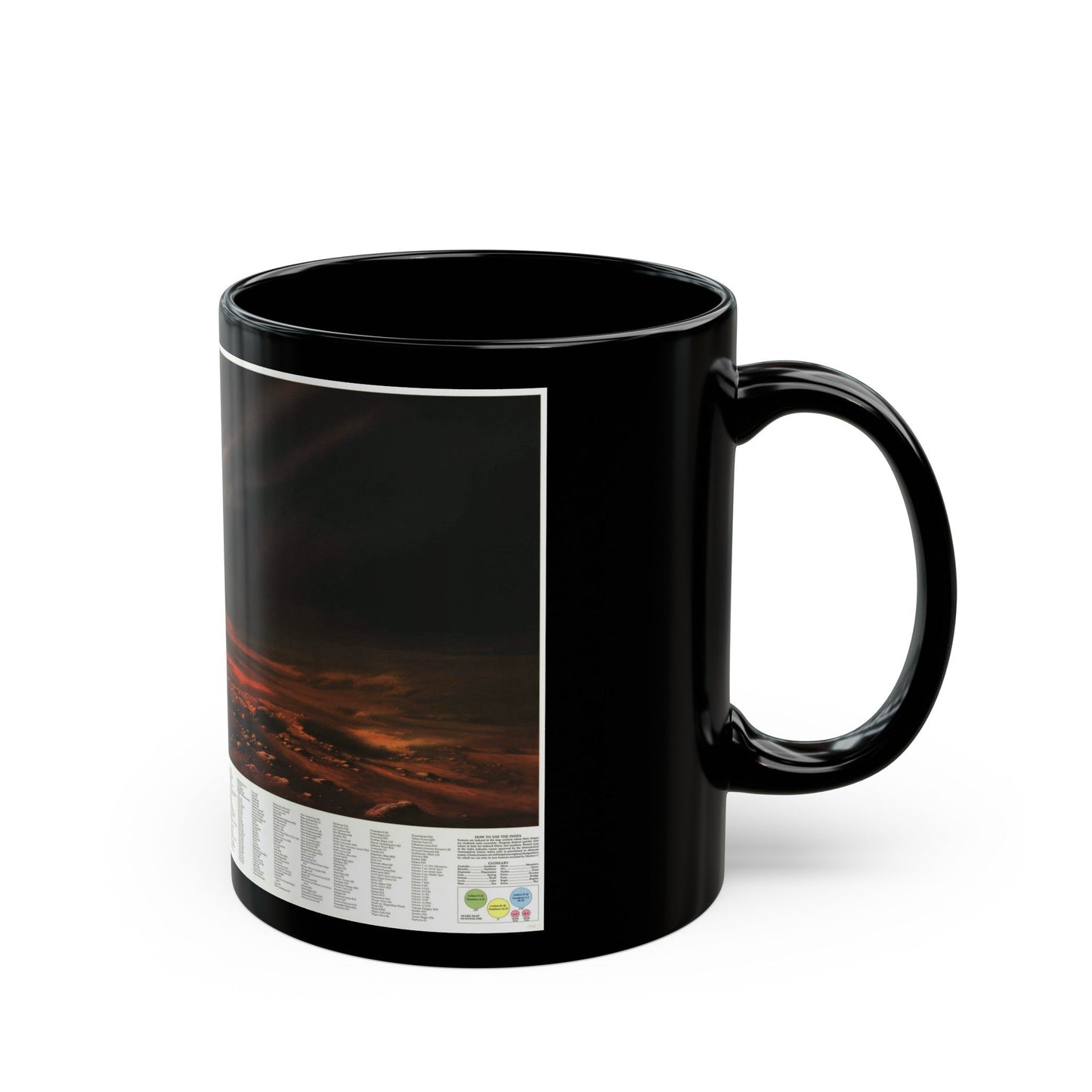 Space - MARS, Dusty Face of (1973) (Map) Black Coffee Mug-The Sticker Space