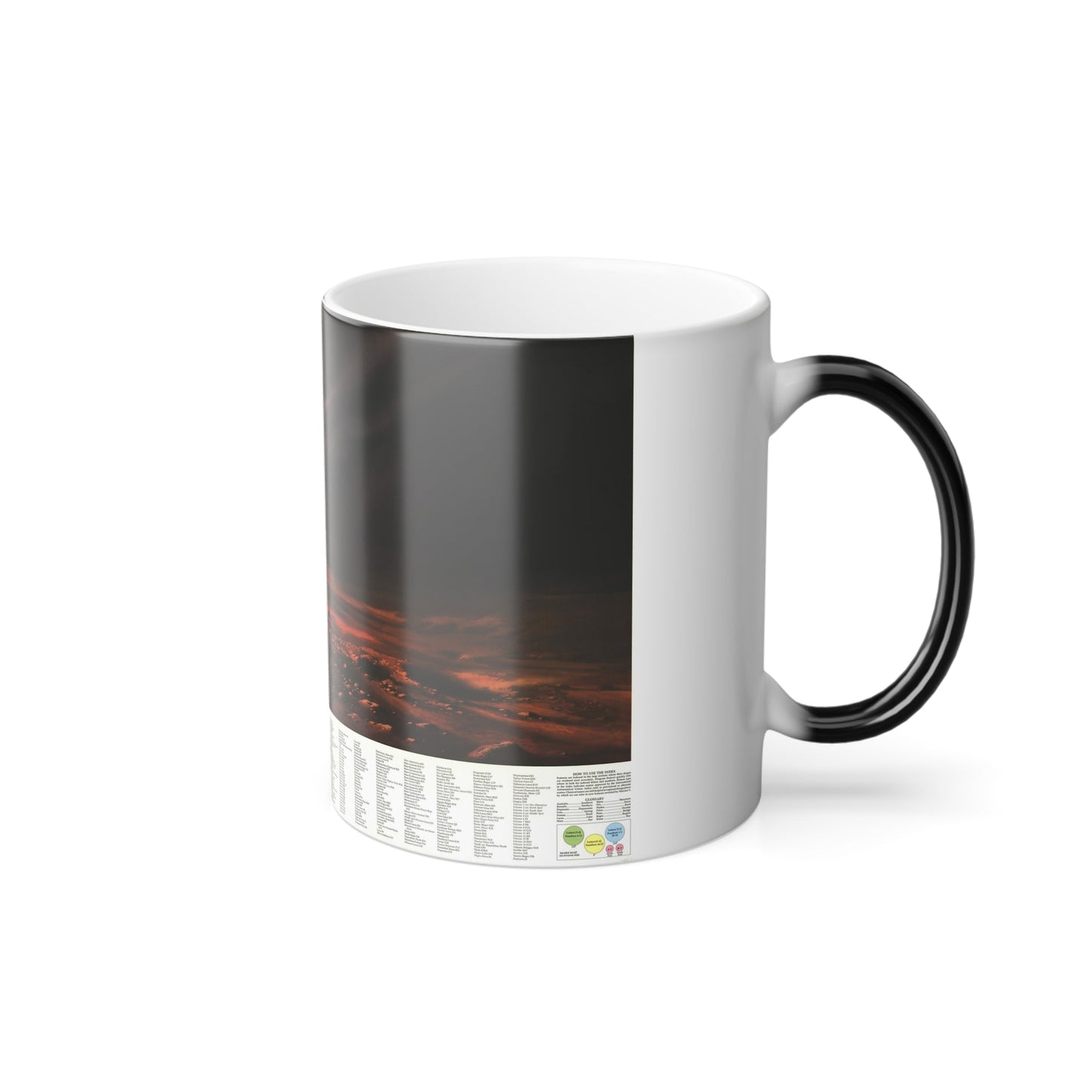 Space - MARS, Dusty Face of (1973) (Map) Color Changing Mug 11oz-11oz-The Sticker Space