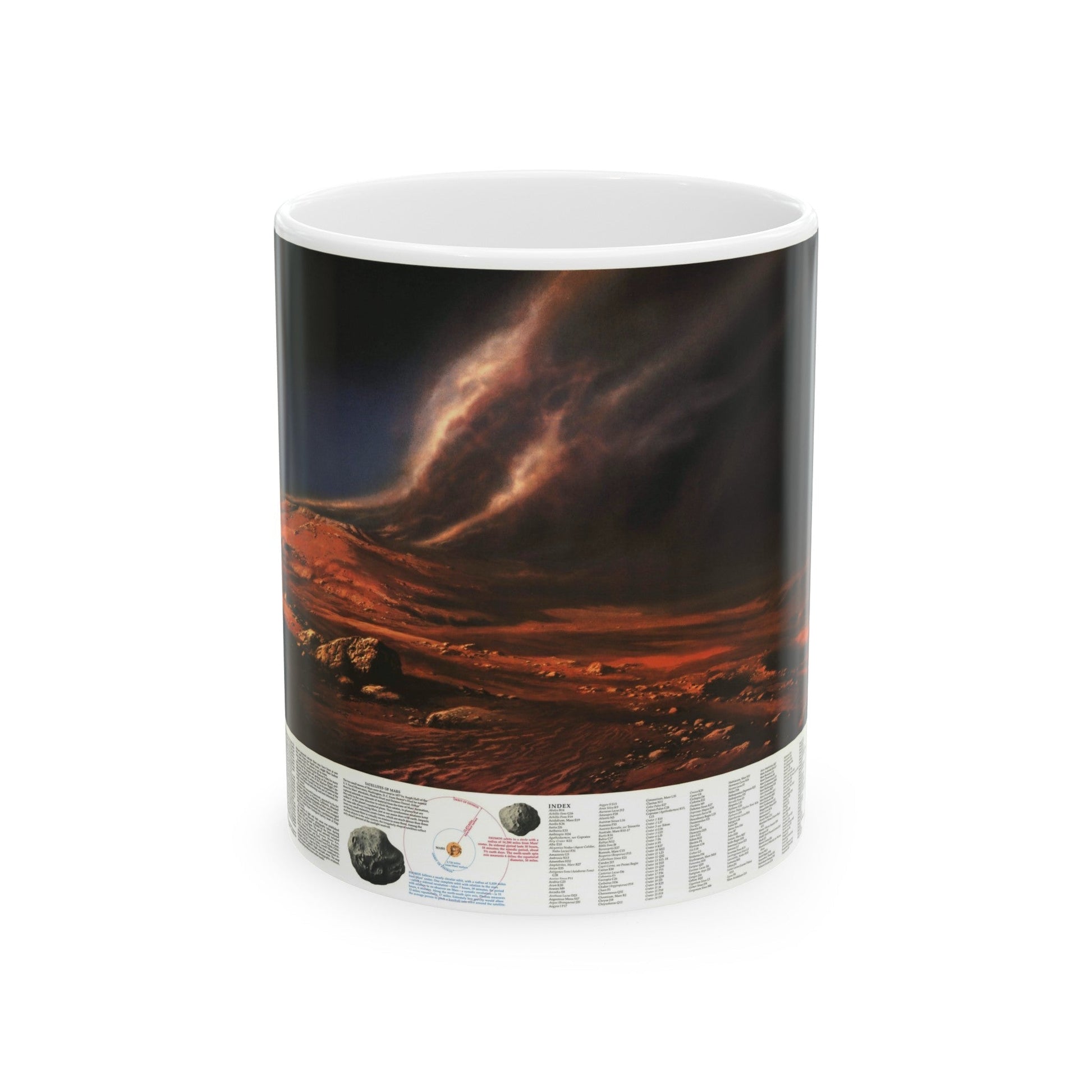 Space - MARS, Dusty Face of (1973) (Map) White Coffee Mug-11oz-The Sticker Space