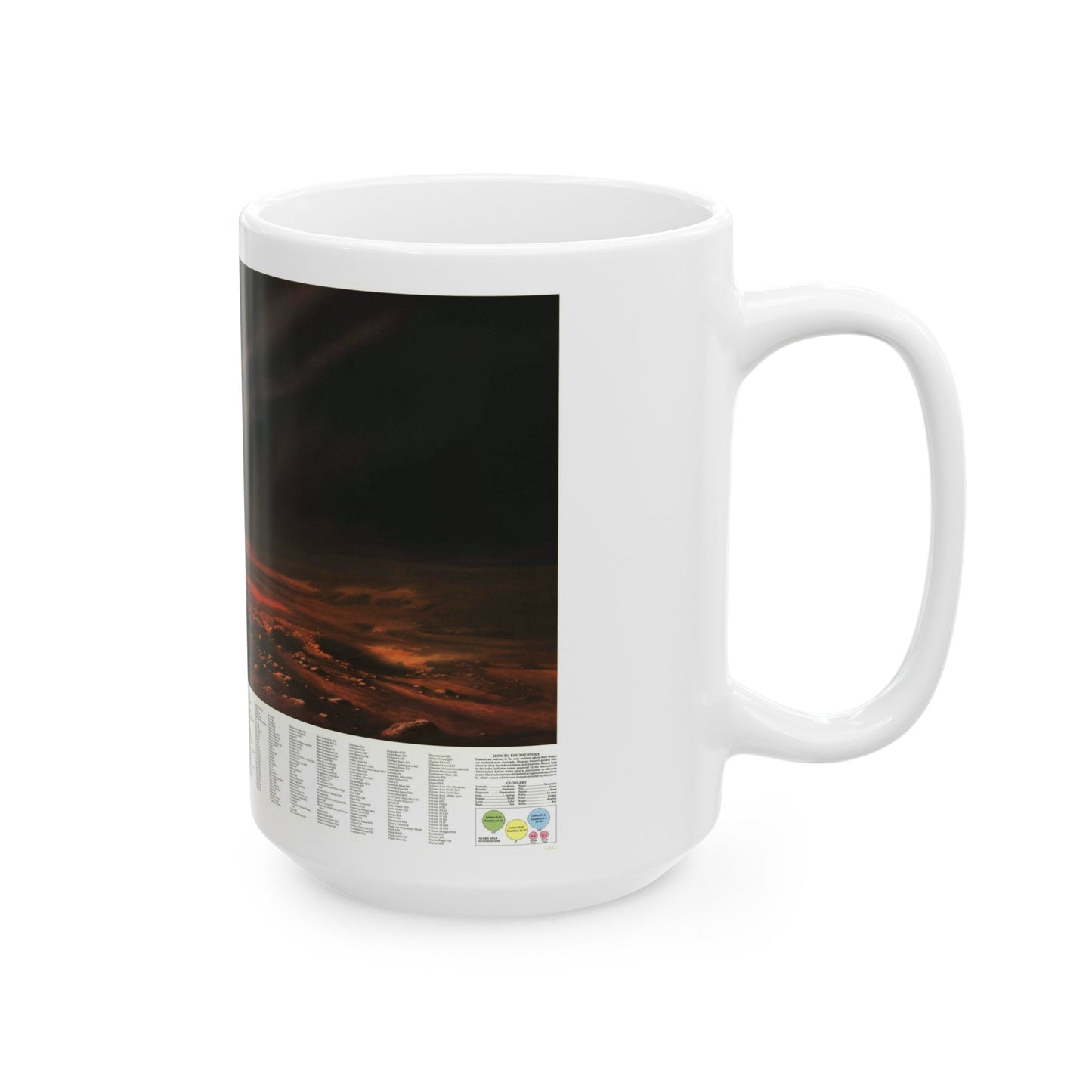 Space - MARS, Dusty Face of (1973) (Map) White Coffee Mug-The Sticker Space