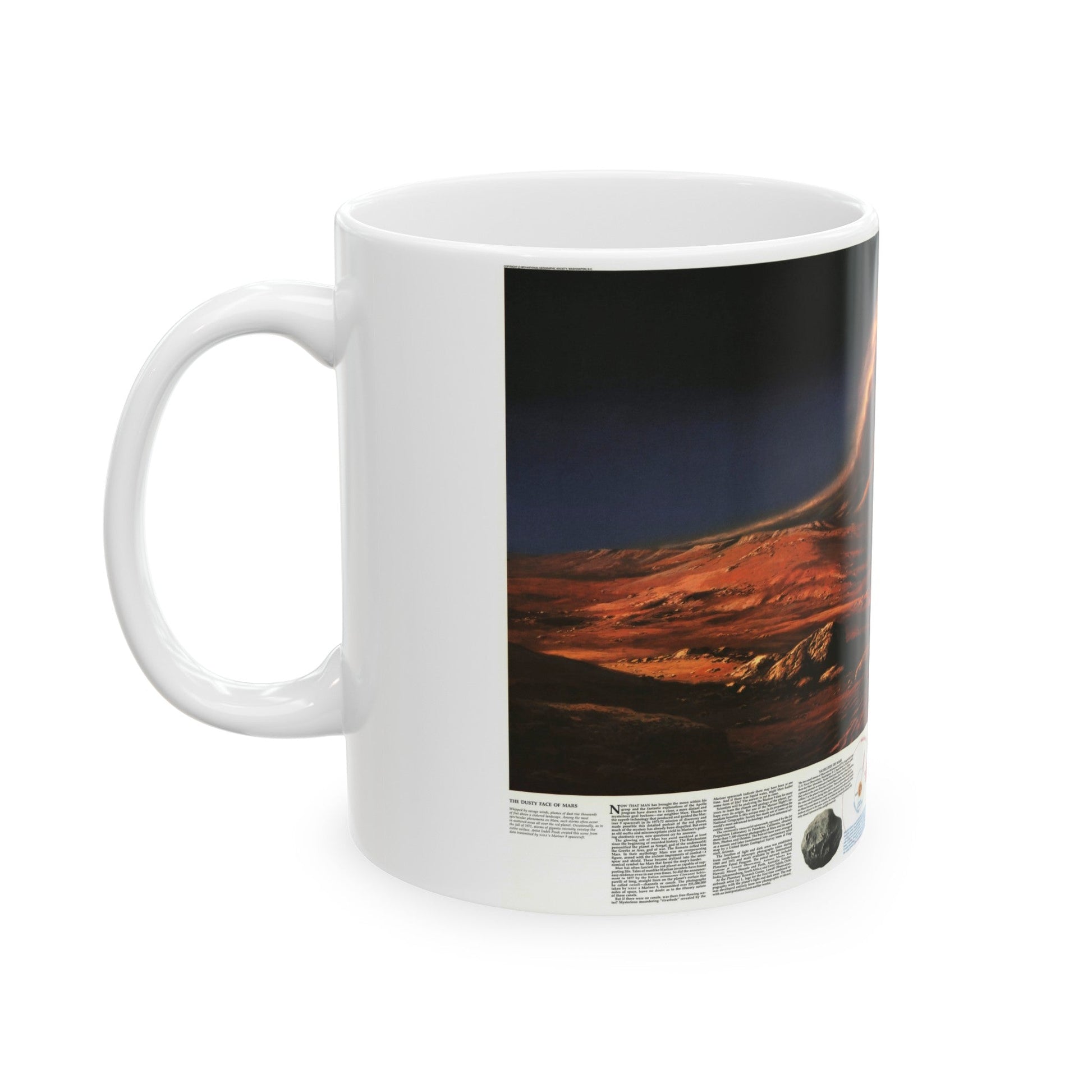 Space - MARS, Dusty Face of (1973) (Map) White Coffee Mug-The Sticker Space