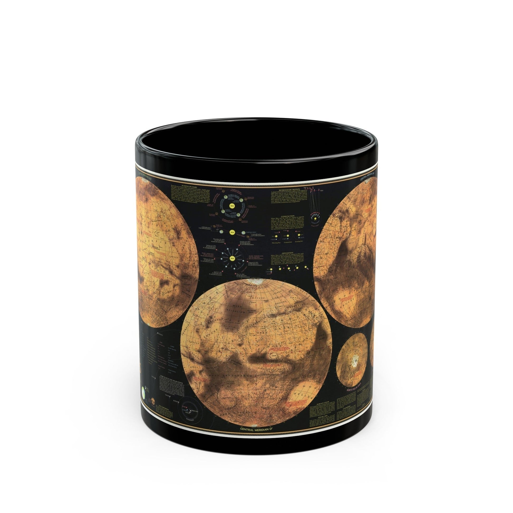 Space - MARS The Red Planet (1973) (Map) Black Coffee Mug-11oz-The Sticker Space