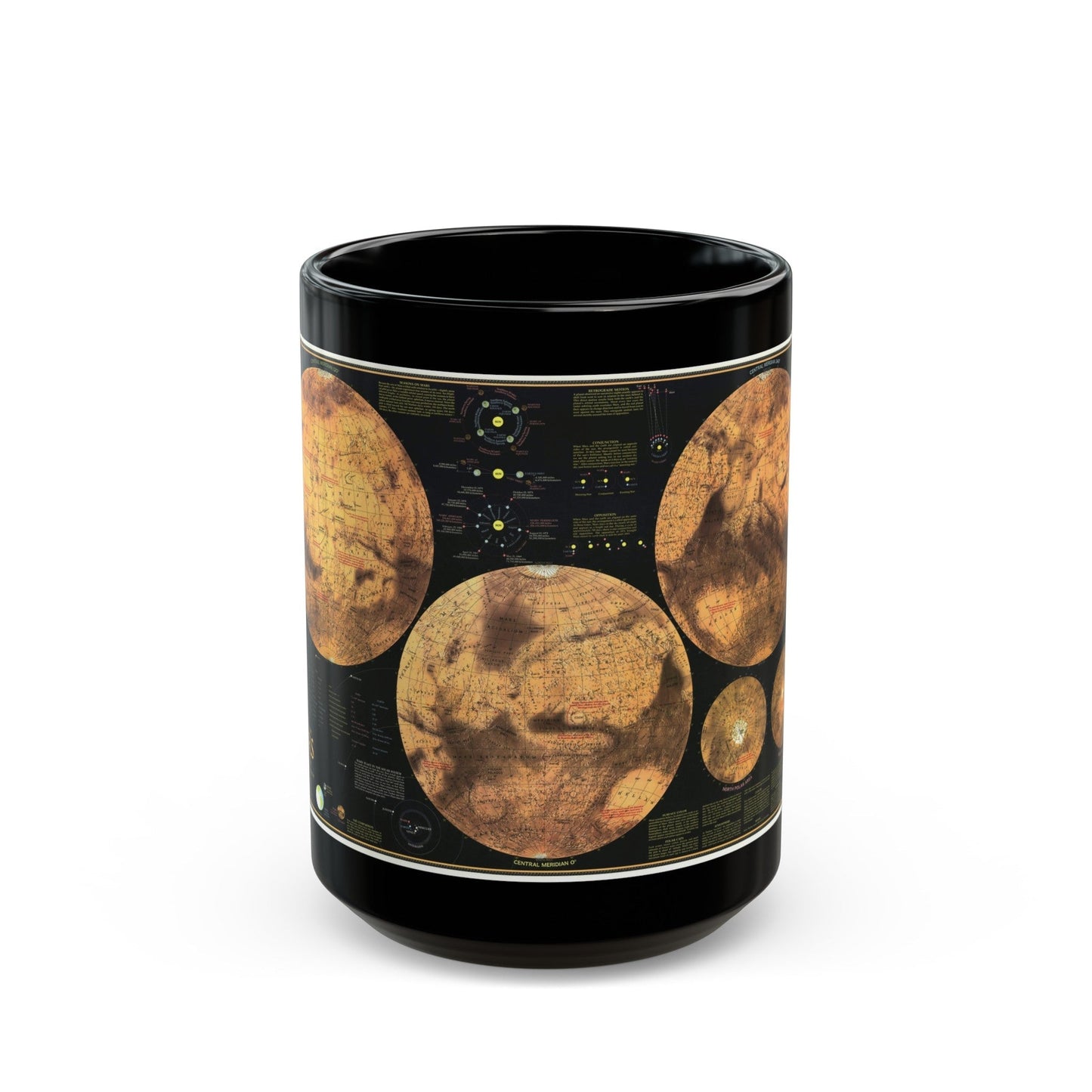 Space - MARS The Red Planet (1973) (Map) Black Coffee Mug-15oz-The Sticker Space