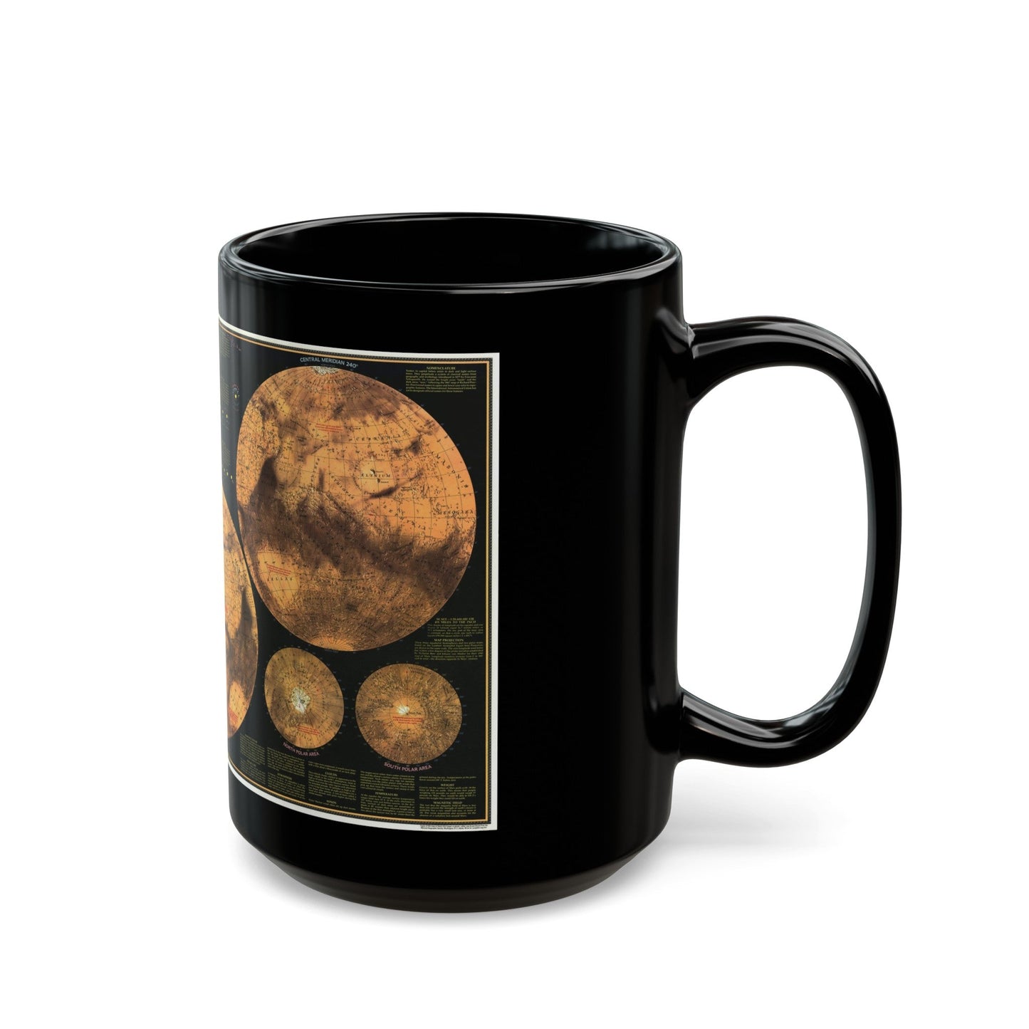 Space - MARS The Red Planet (1973) (Map) Black Coffee Mug-The Sticker Space