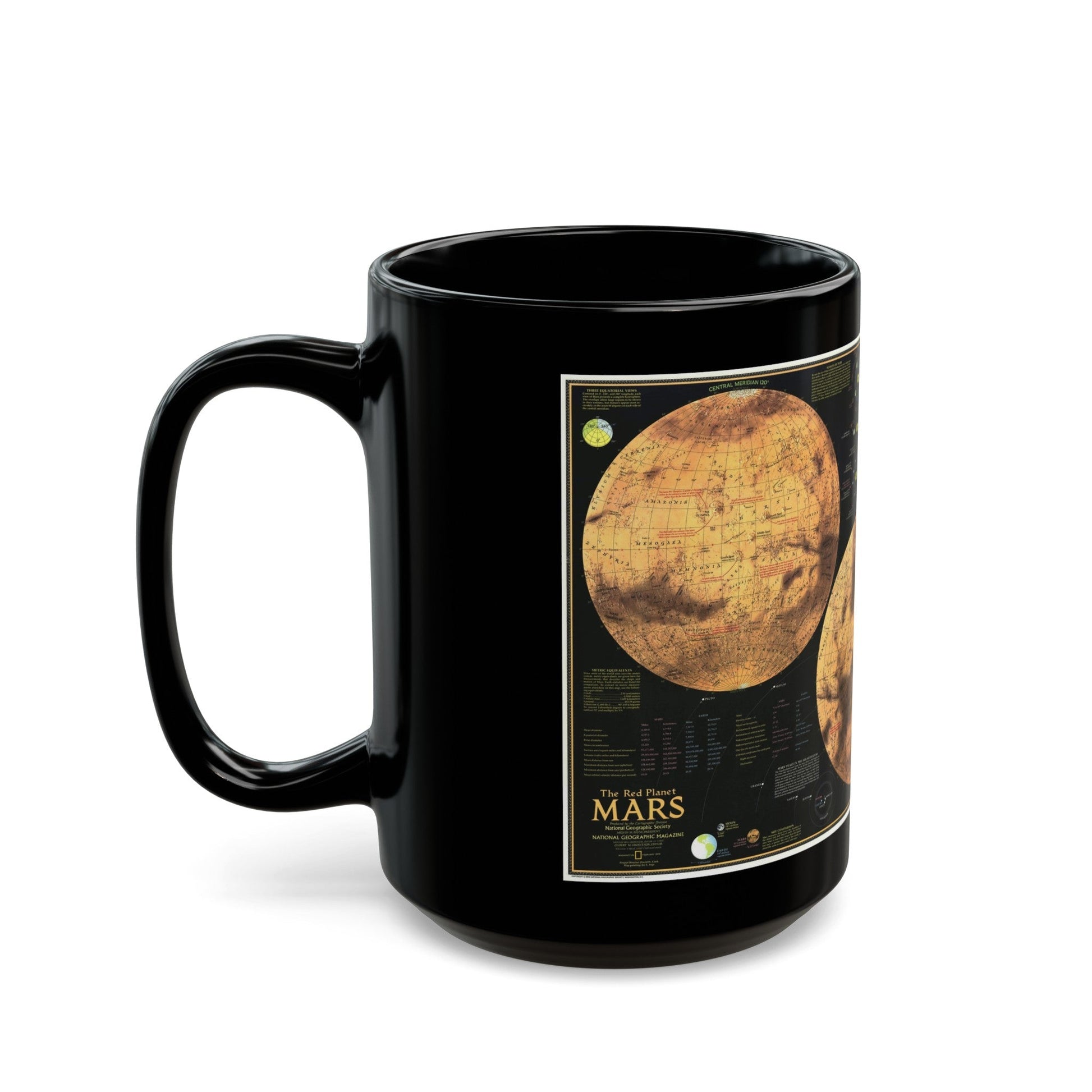 Space - MARS The Red Planet (1973) (Map) Black Coffee Mug-The Sticker Space