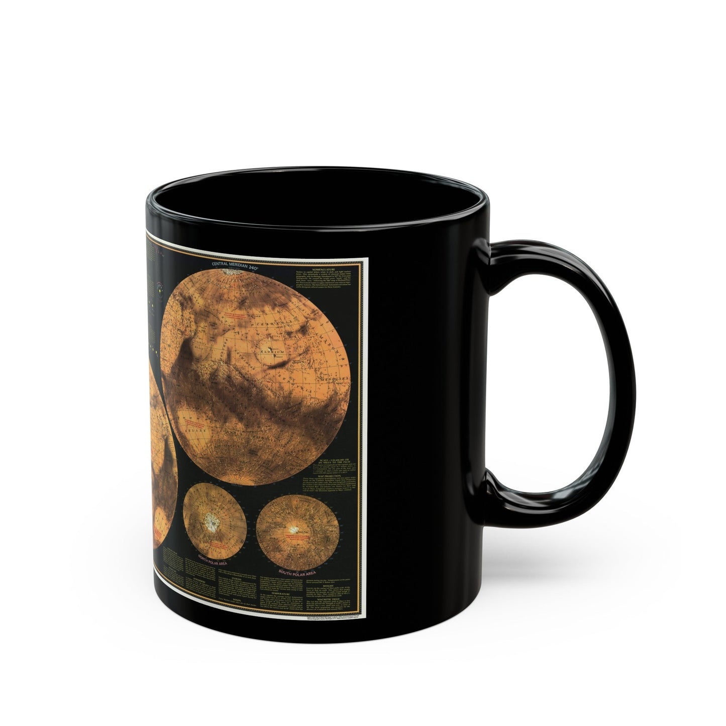 Space - MARS The Red Planet (1973) (Map) Black Coffee Mug-The Sticker Space