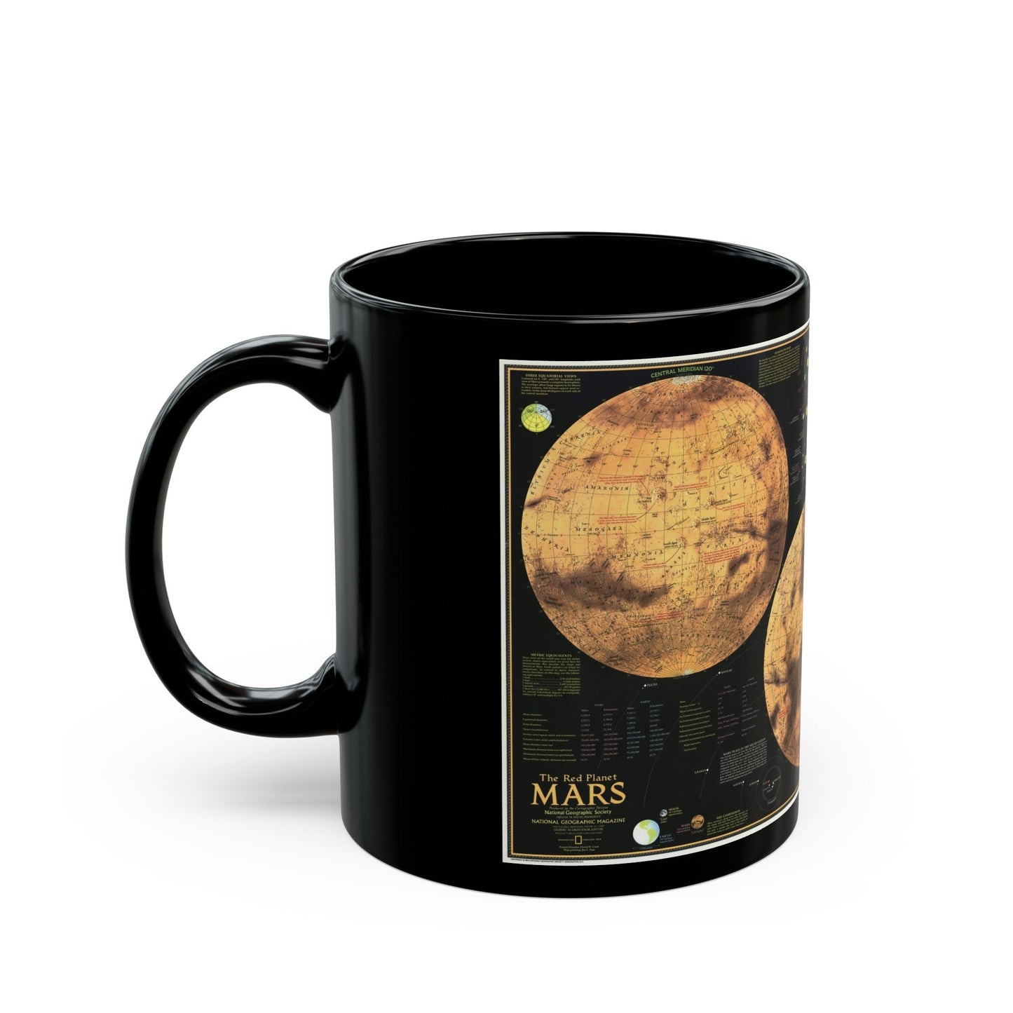 Space - MARS The Red Planet (1973) (Map) Black Coffee Mug-The Sticker Space