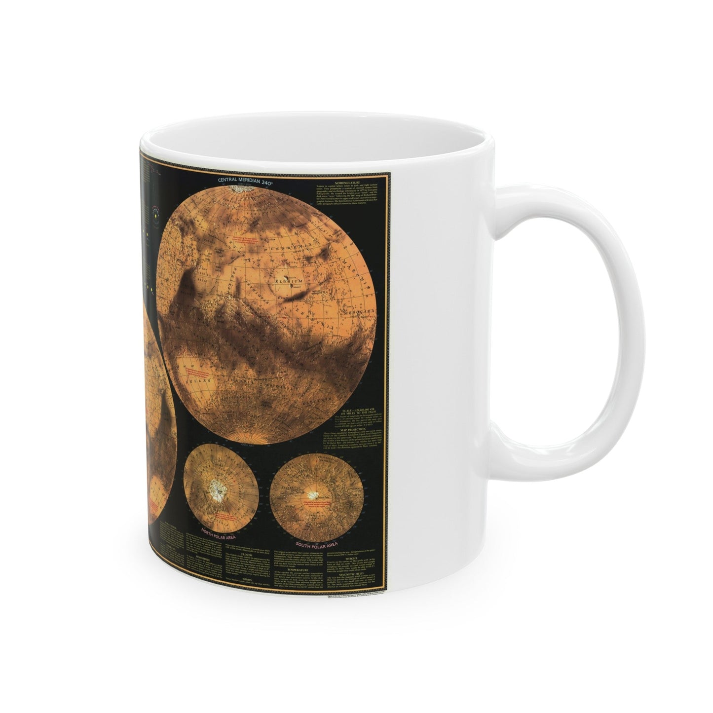 Space - MARS The Red Planet (1973) (Map) White Coffee Mug-The Sticker Space