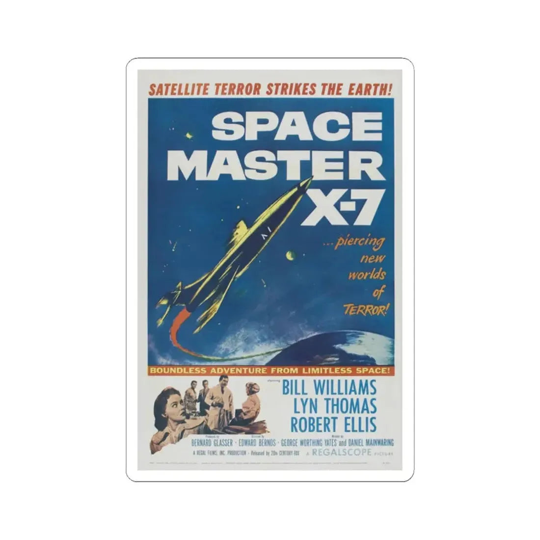 SPACE MASTER X-7 1958 Movie Poster - STICKER Vinyl Kiss-Cut Decal 2 Inch White - The Sticker Space