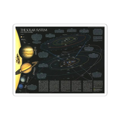 Space - Solar System- Our Sun's Family (1990) (Map) STICKER Vinyl Kiss-Cut Decal 2 Inch White - The Sticker Space