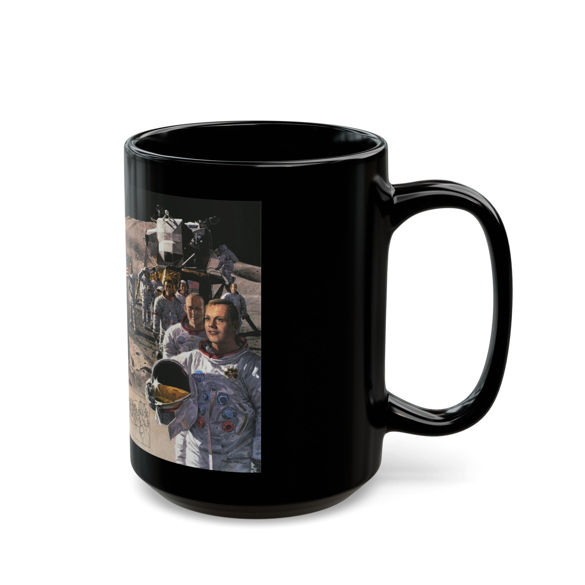 Space - Teammates in Mankind's Greatest Adventure (1973) (Map) Black Coffee Mug-The Sticker Space