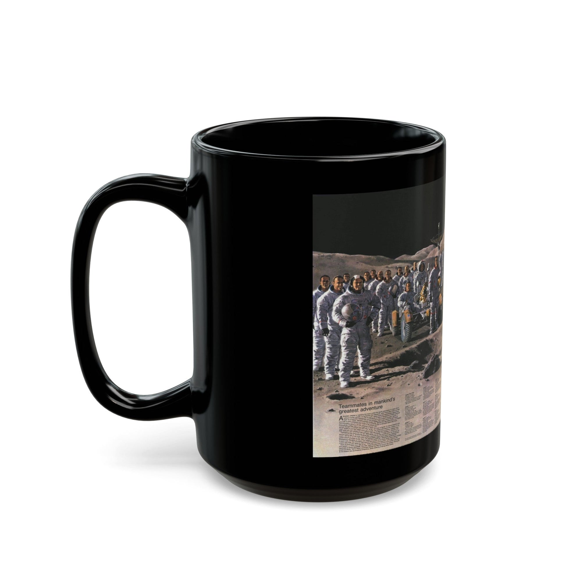 Space - Teammates in Mankind's Greatest Adventure (1973) (Map) Black Coffee Mug-The Sticker Space