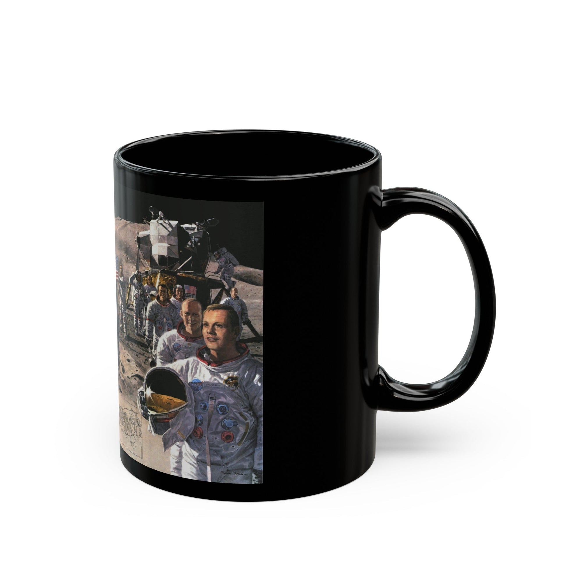 Space - Teammates in Mankind's Greatest Adventure (1973) (Map) Black Coffee Mug-The Sticker Space