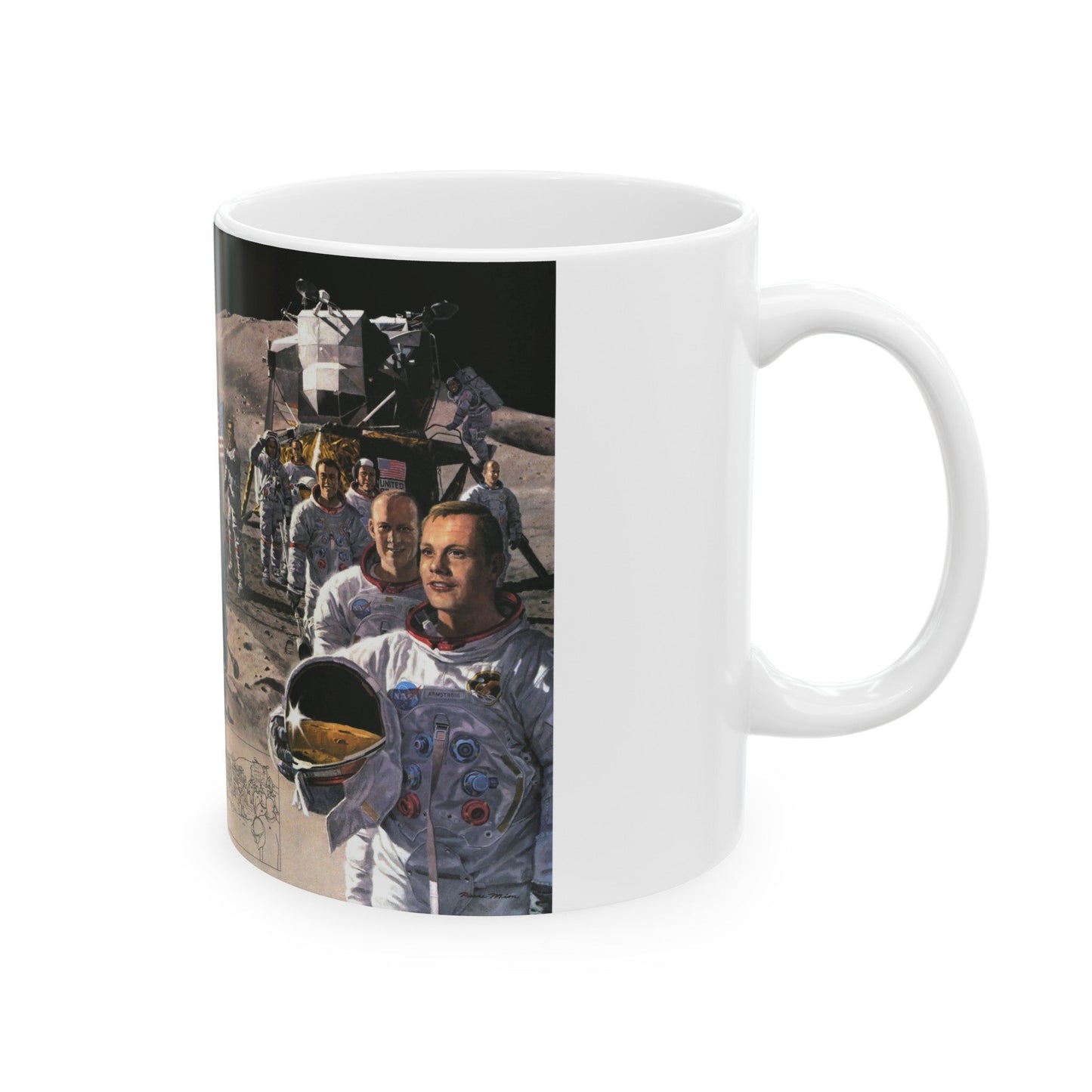 Space - Teammates in Mankind's Greatest Adventure (1973) (Map) White Coffee Mug-The Sticker Space