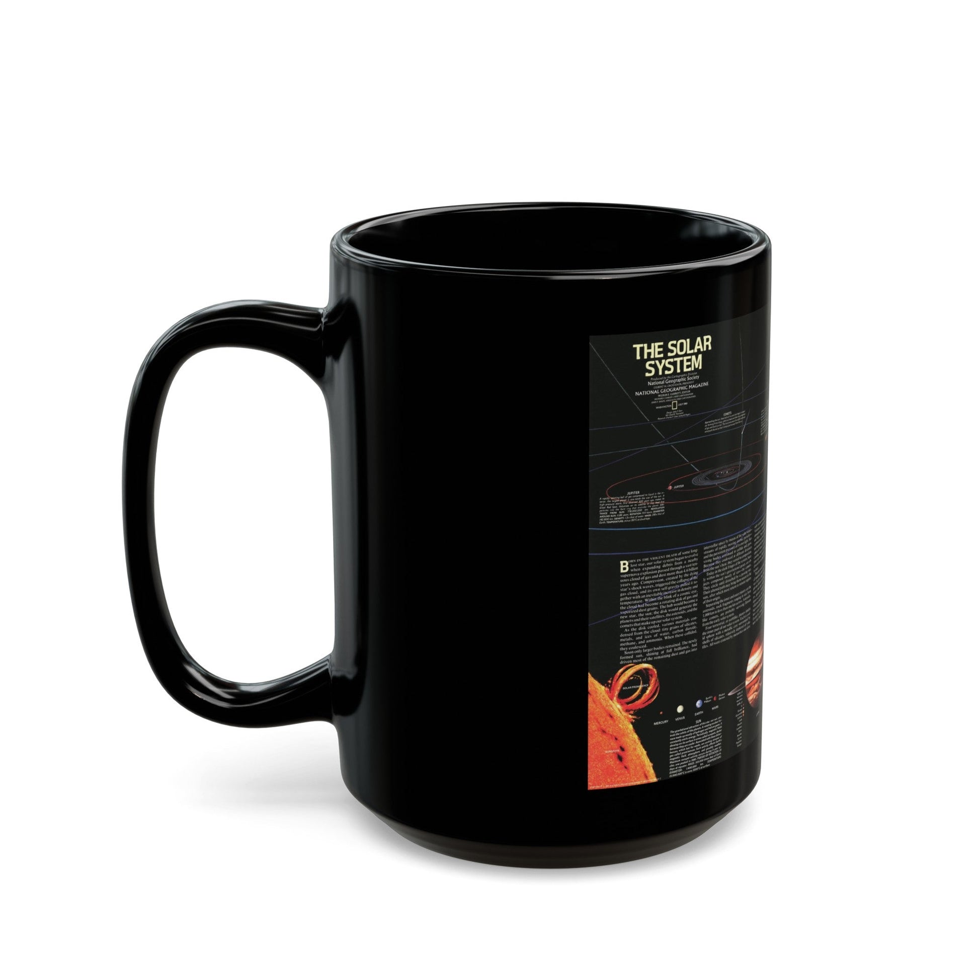 Space - The Solar System (1981) (Map) Black Coffee Mug-The Sticker Space