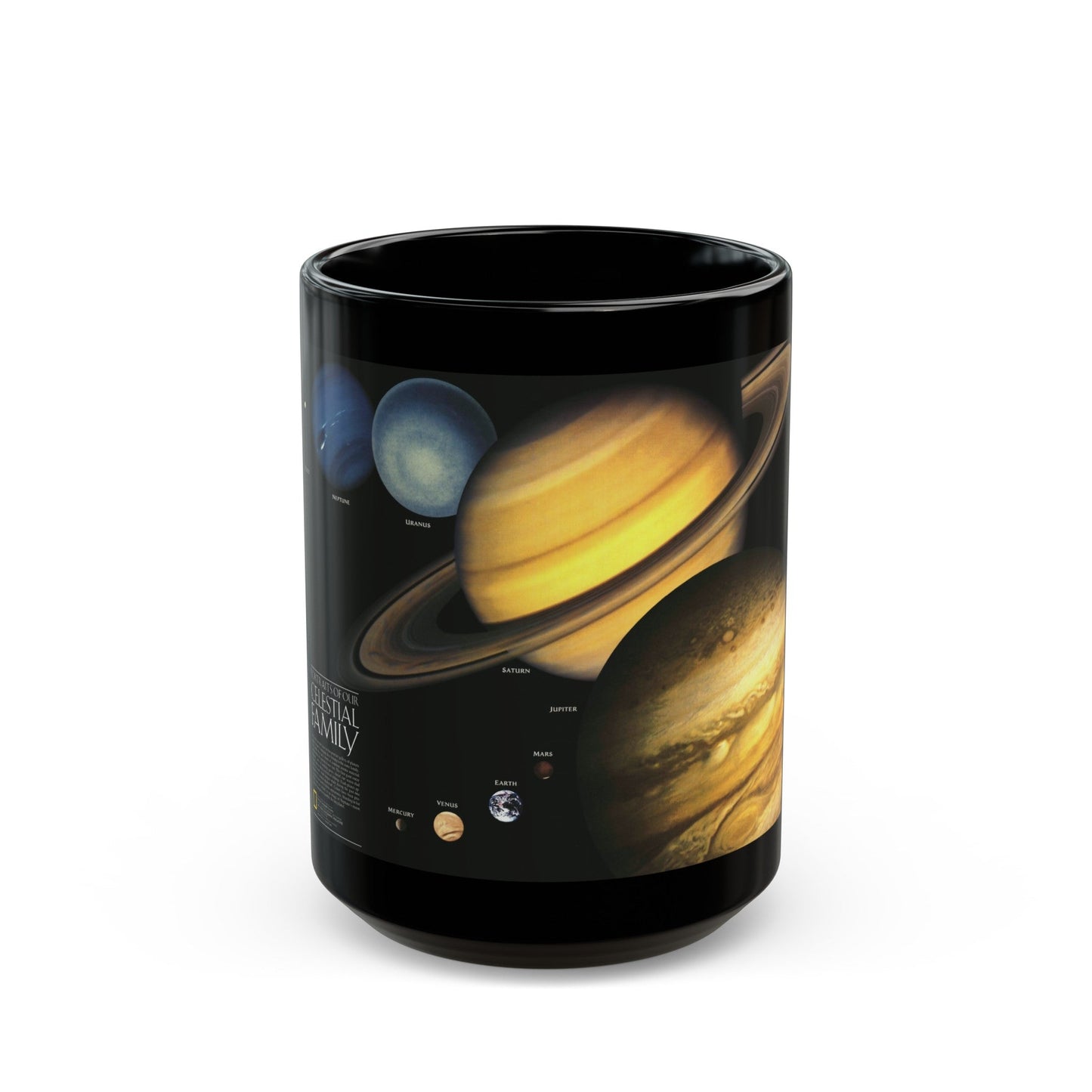 Space - The Solar System - Our Celestial Family (1990) (Map) Black Coffee Mug-15oz-The Sticker Space