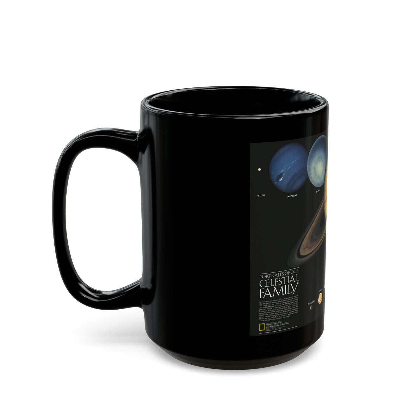 Space - The Solar System - Our Celestial Family (1990) (Map) Black Coffee Mug-The Sticker Space