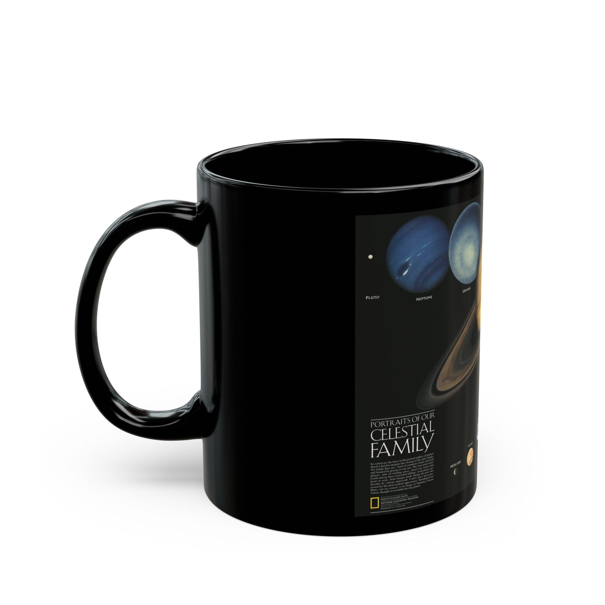 Space - The Solar System - Our Celestial Family (1990) (Map) Black Coffee Mug-The Sticker Space