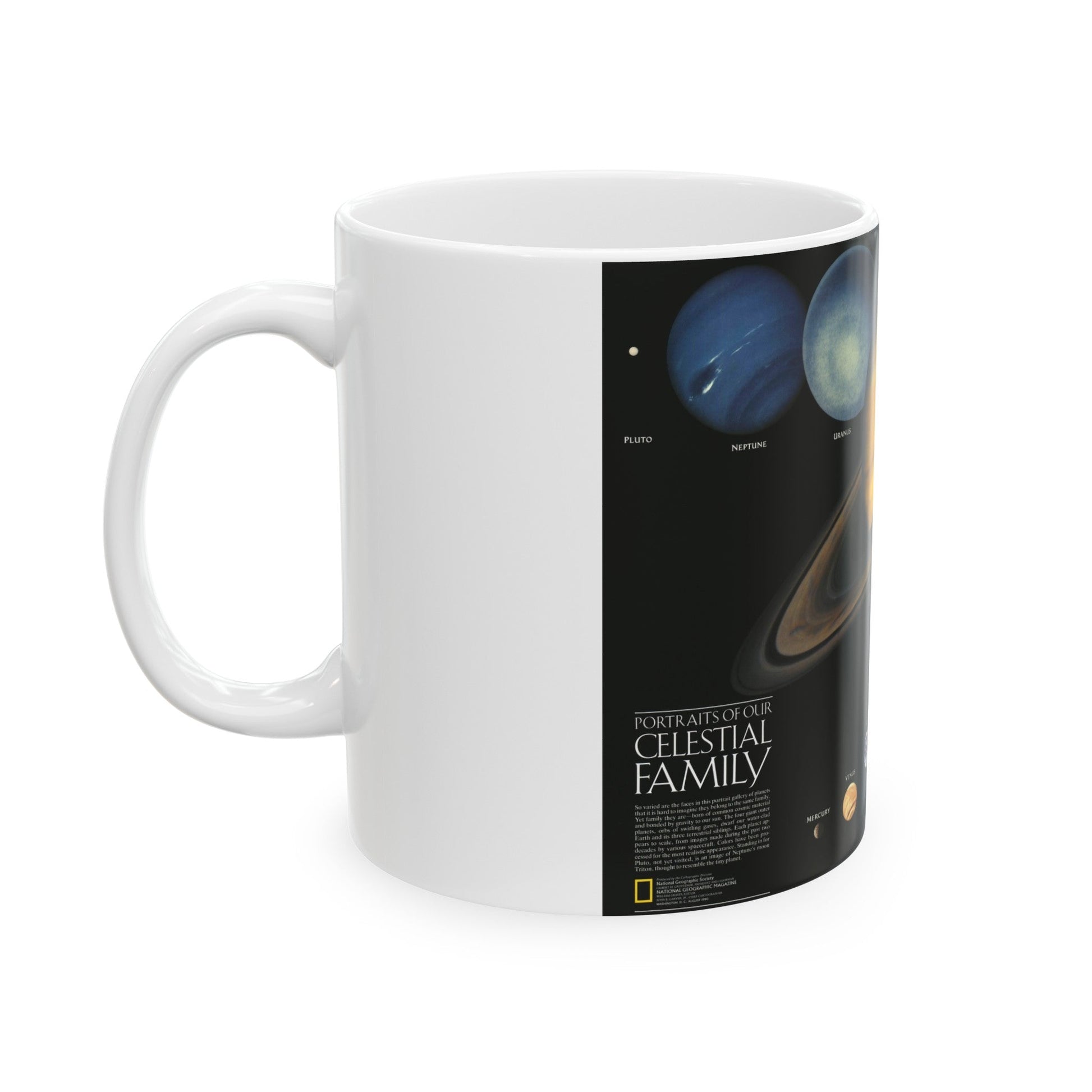 Space - The Solar System - Our Celestial Family (1990) (Map) White Coffee Mug-The Sticker Space