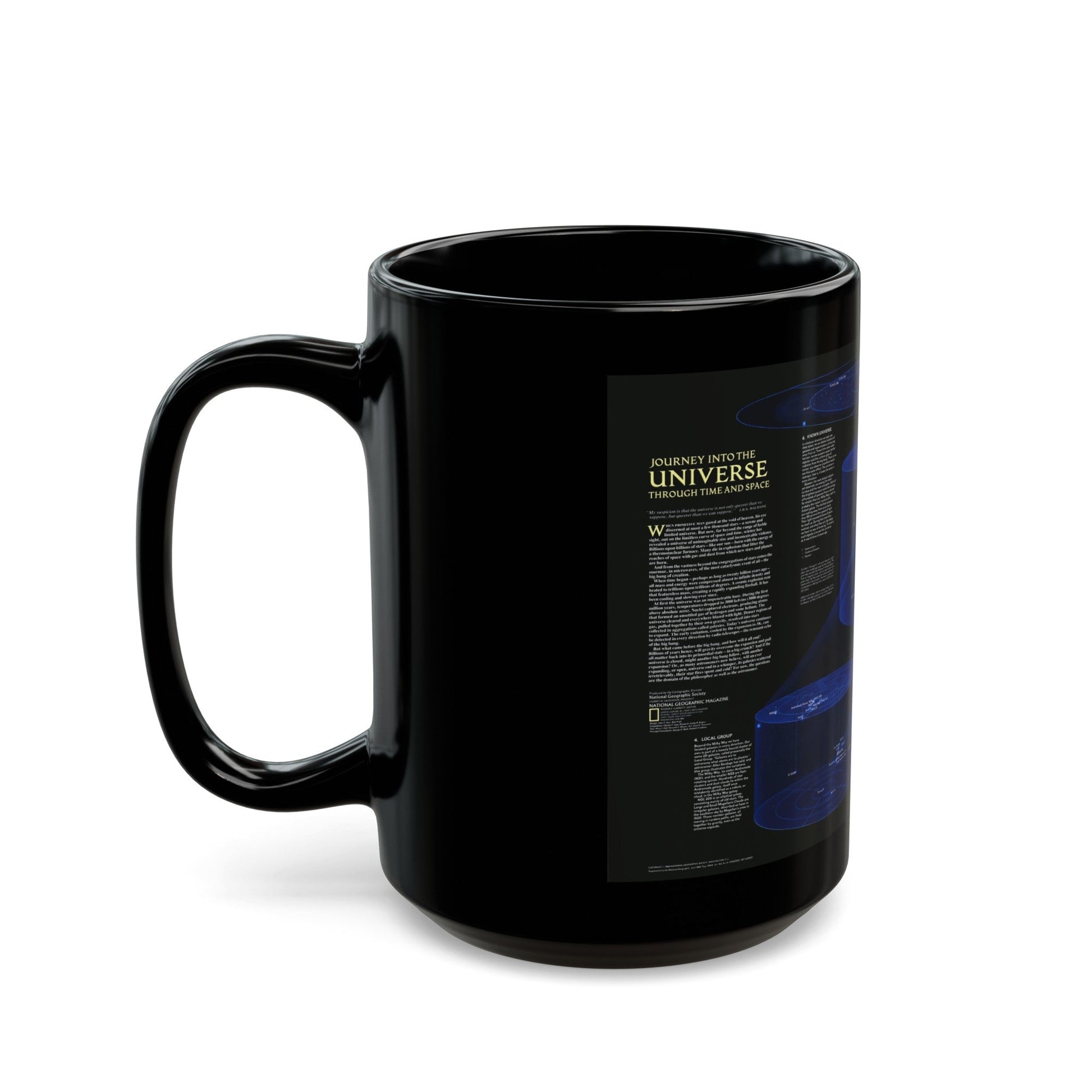 Space - The Universe - Through Time and Space (1983) (Map) Black Coffee Mug-The Sticker Space