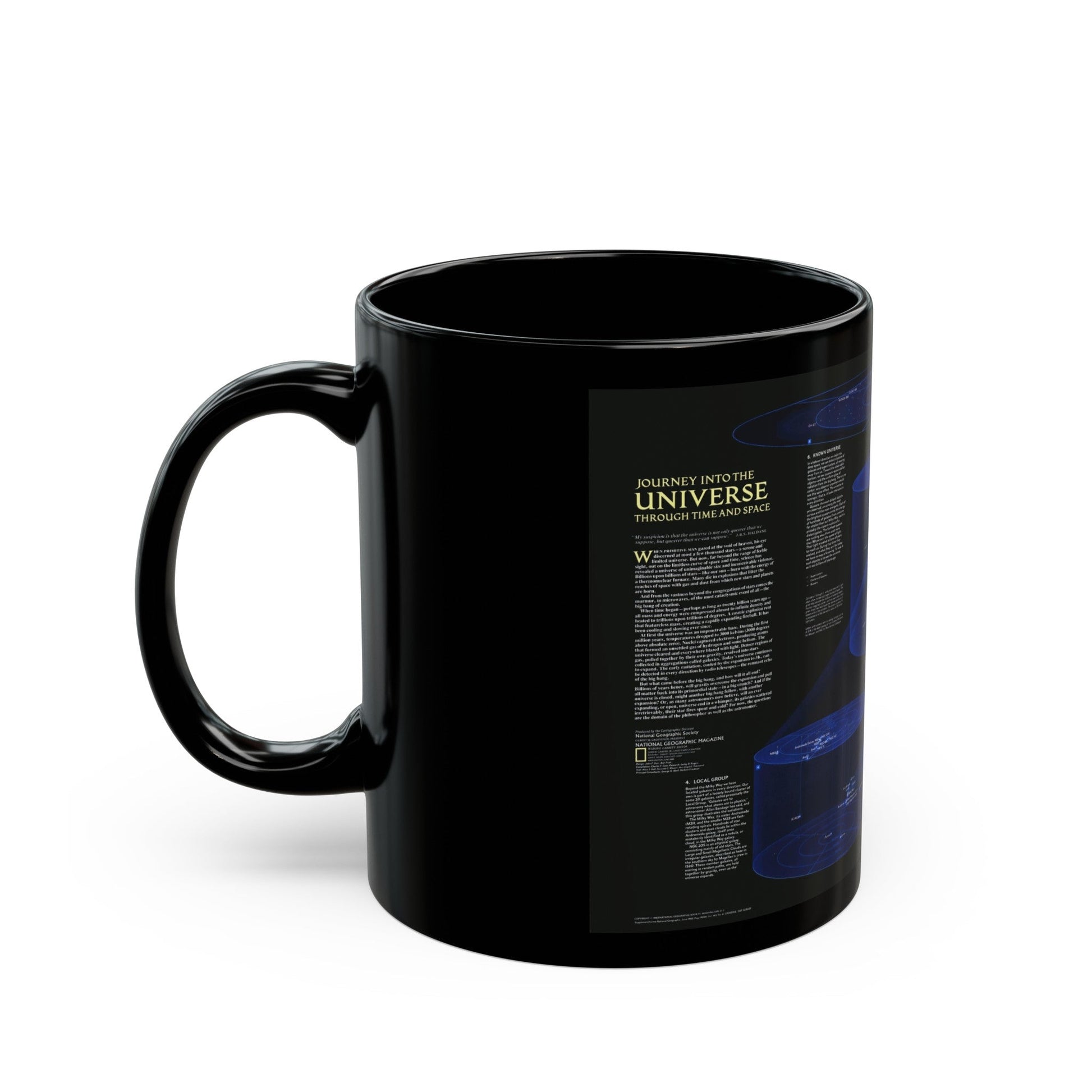 Space - The Universe - Through Time and Space (1983) (Map) Black Coffee Mug-The Sticker Space