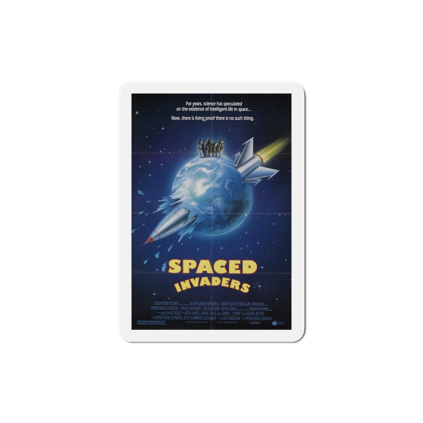 Spaced Invaders 1990 Movie Poster Die-Cut Magnet-4" x 4"-The Sticker Space