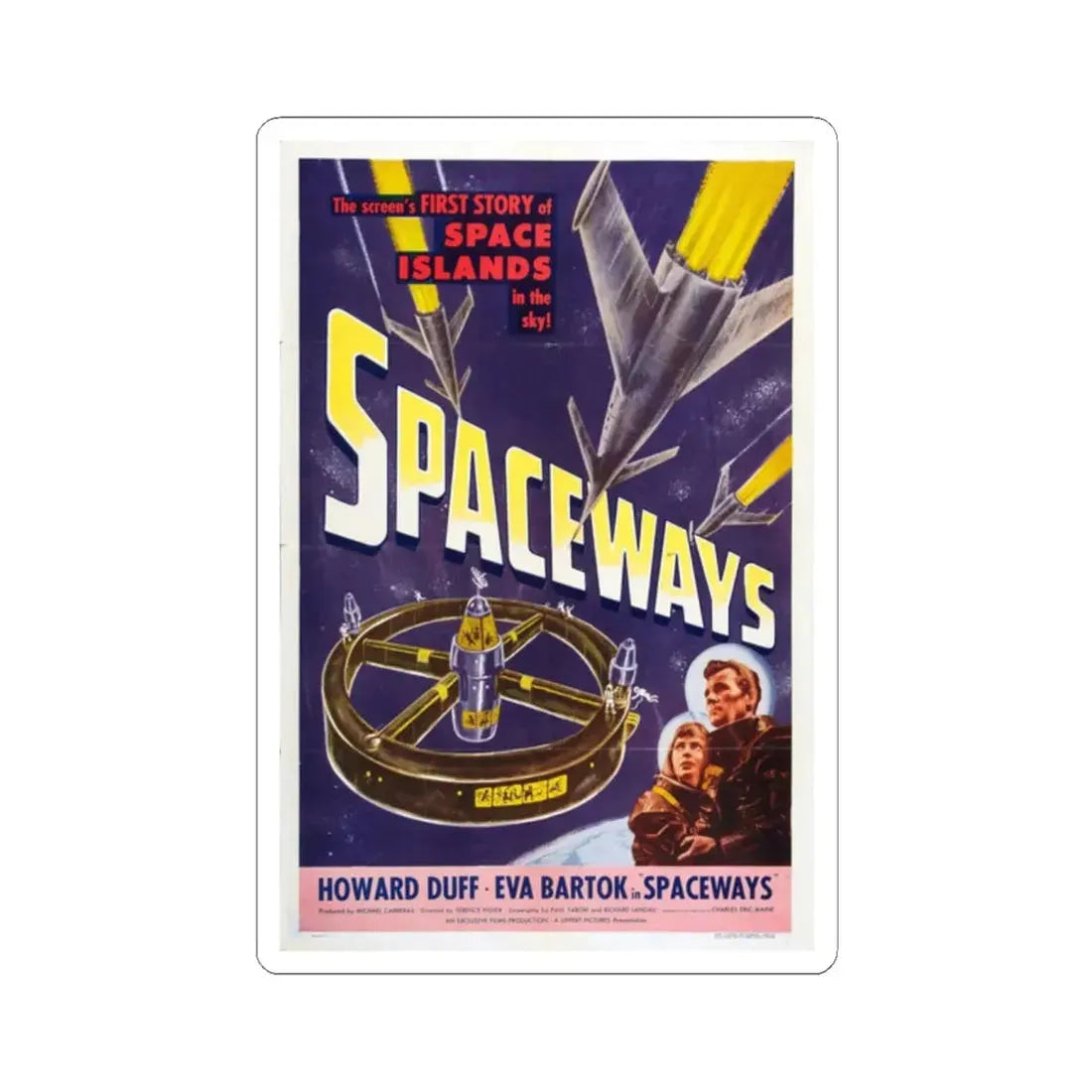 SPACEWAYS 1953 Movie Poster - STICKER Vinyl Kiss-Cut Decal 2 Inch White - The Sticker Space