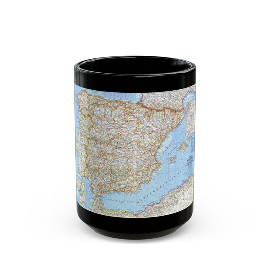 Spain and Portugal (1965) (Map) Black Coffee Mug-15oz-The Sticker Space