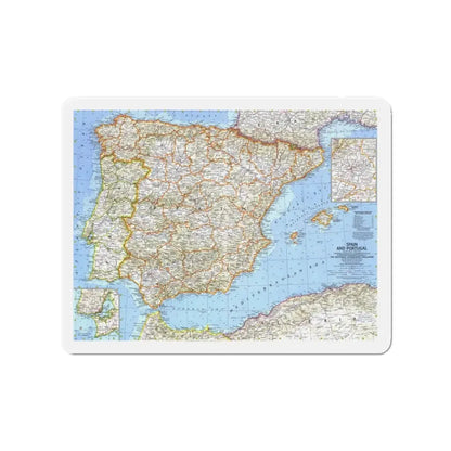 Spain and Portugal (1965) (Map) Refrigerator Magnet 3 Inch - The Sticker Space