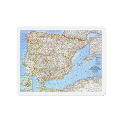 Spain and Portugal (1965) (Map) Refrigerator Magnet-3" x 3"-The Sticker Space