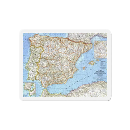 Spain and Portugal (1965) (Map) Refrigerator Magnet 5 Inch - The Sticker Space
