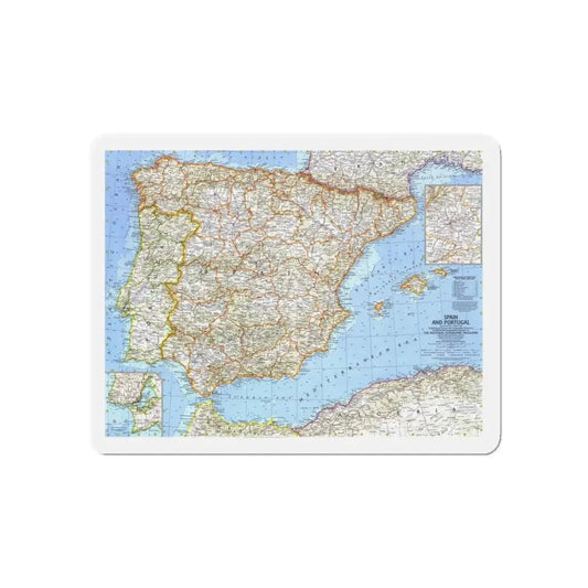 Spain and Portugal (1965) (Map) Refrigerator Magnet 6 Inch - The Sticker Space