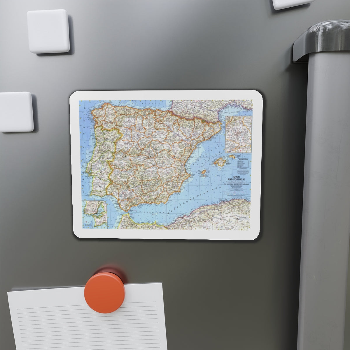 Spain and Portugal (1965) (Map) Refrigerator Magnet-The Sticker Space