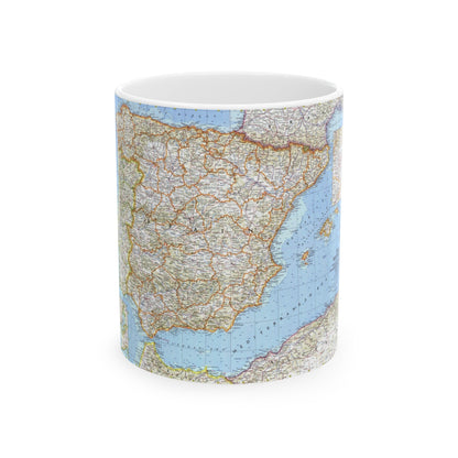 Spain and Portugal (1965) (Map) White Coffee Mug-11oz-The Sticker Space