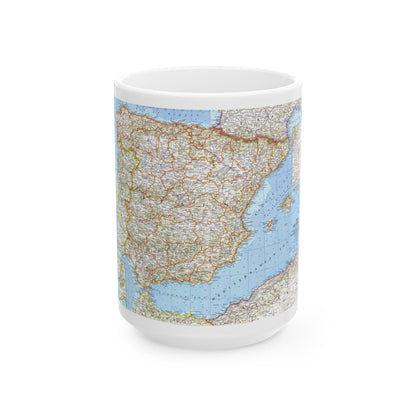 Spain and Portugal (1965) (Map) White Coffee Mug-15oz-The Sticker Space