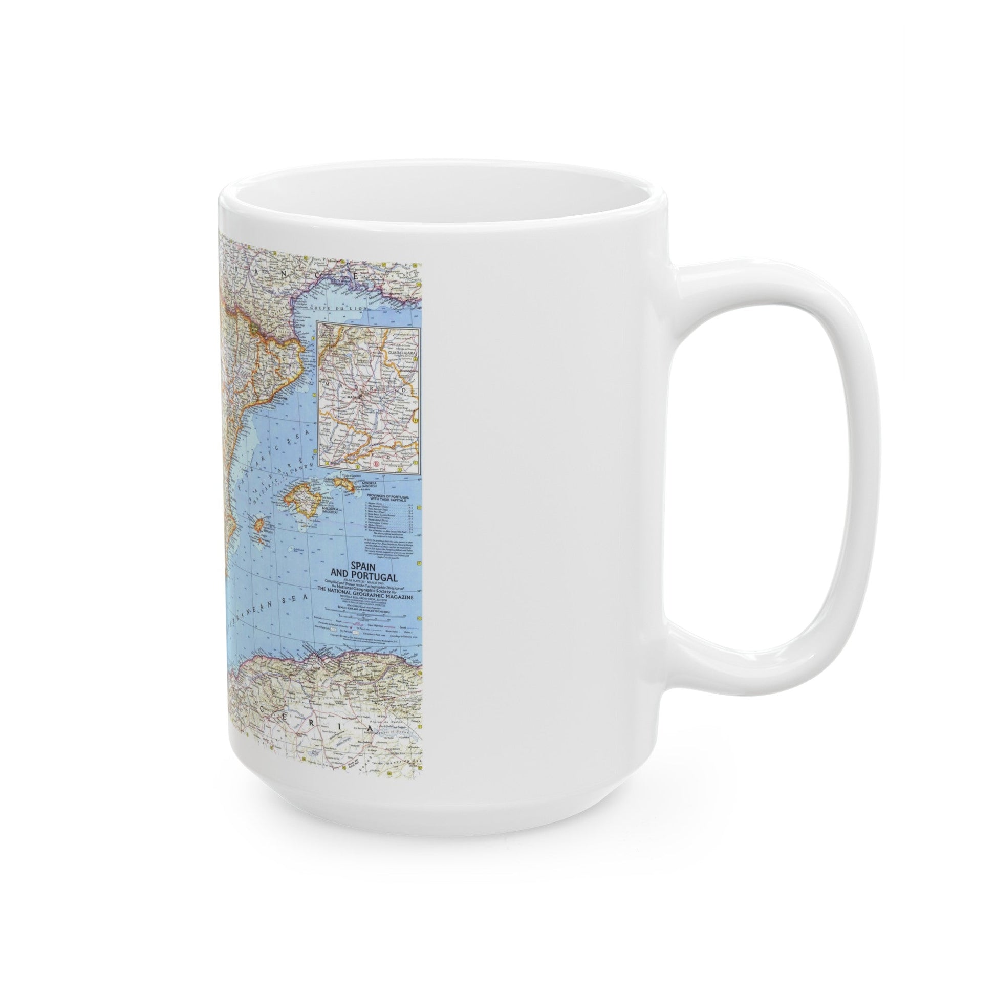 Spain and Portugal (1965) (Map) White Coffee Mug-The Sticker Space