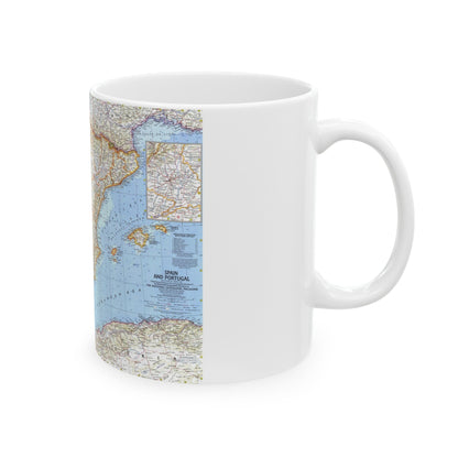 Spain and Portugal (1965) (Map) White Coffee Mug-The Sticker Space