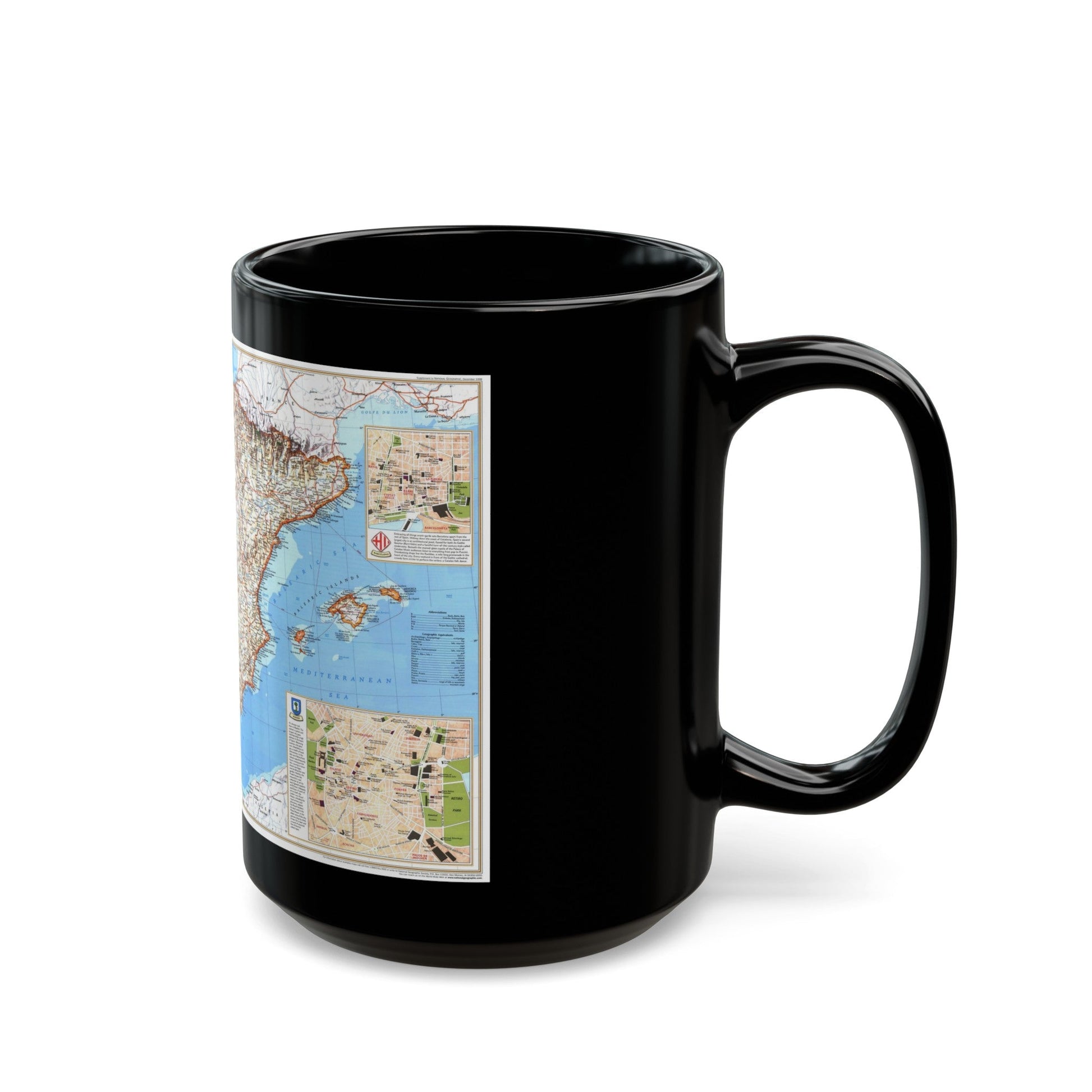 Spain and Portugal (1998) (Map) Black Coffee Mug-The Sticker Space