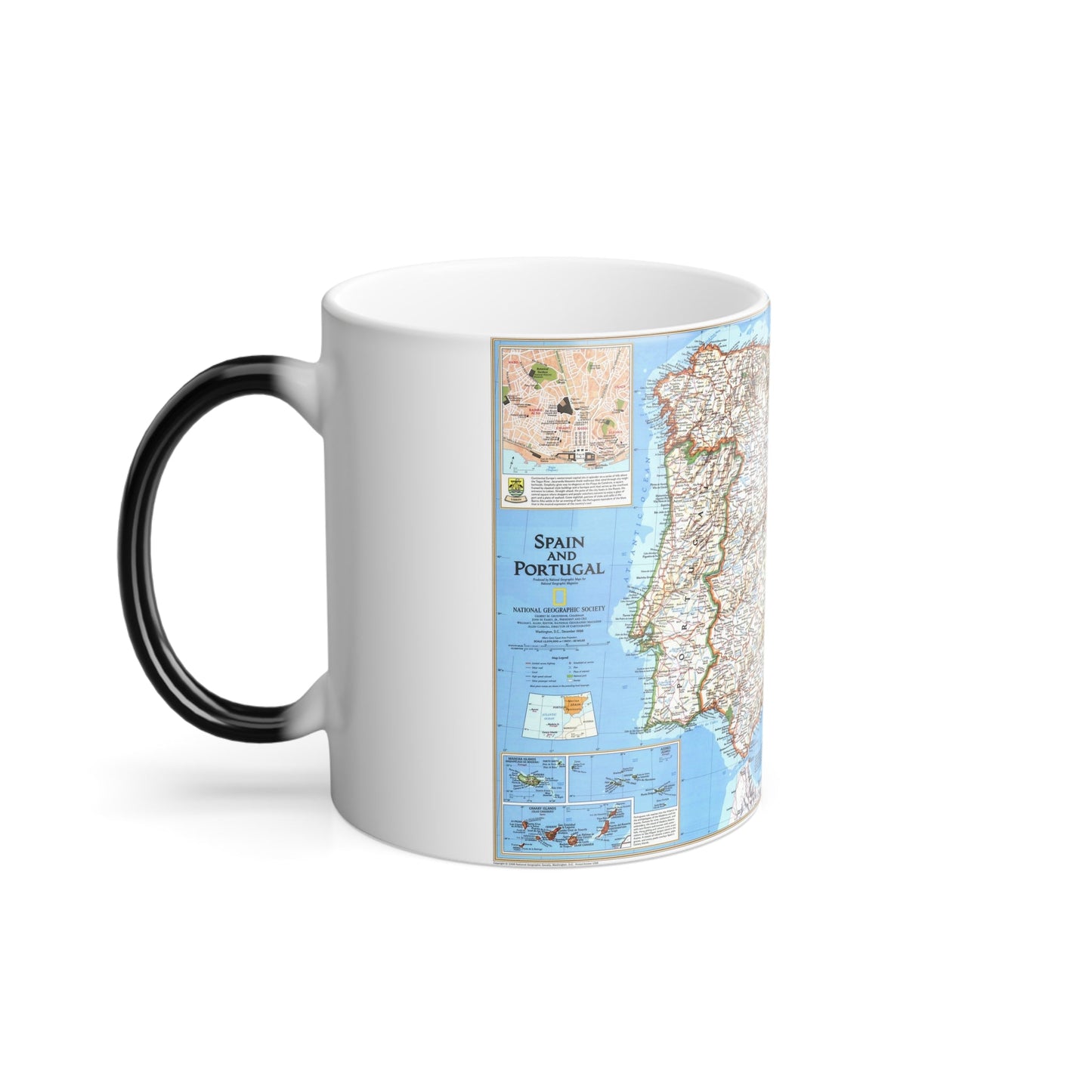 Spain and Portugal (1998) (Map) Color Changing Mug 11oz-11oz-The Sticker Space