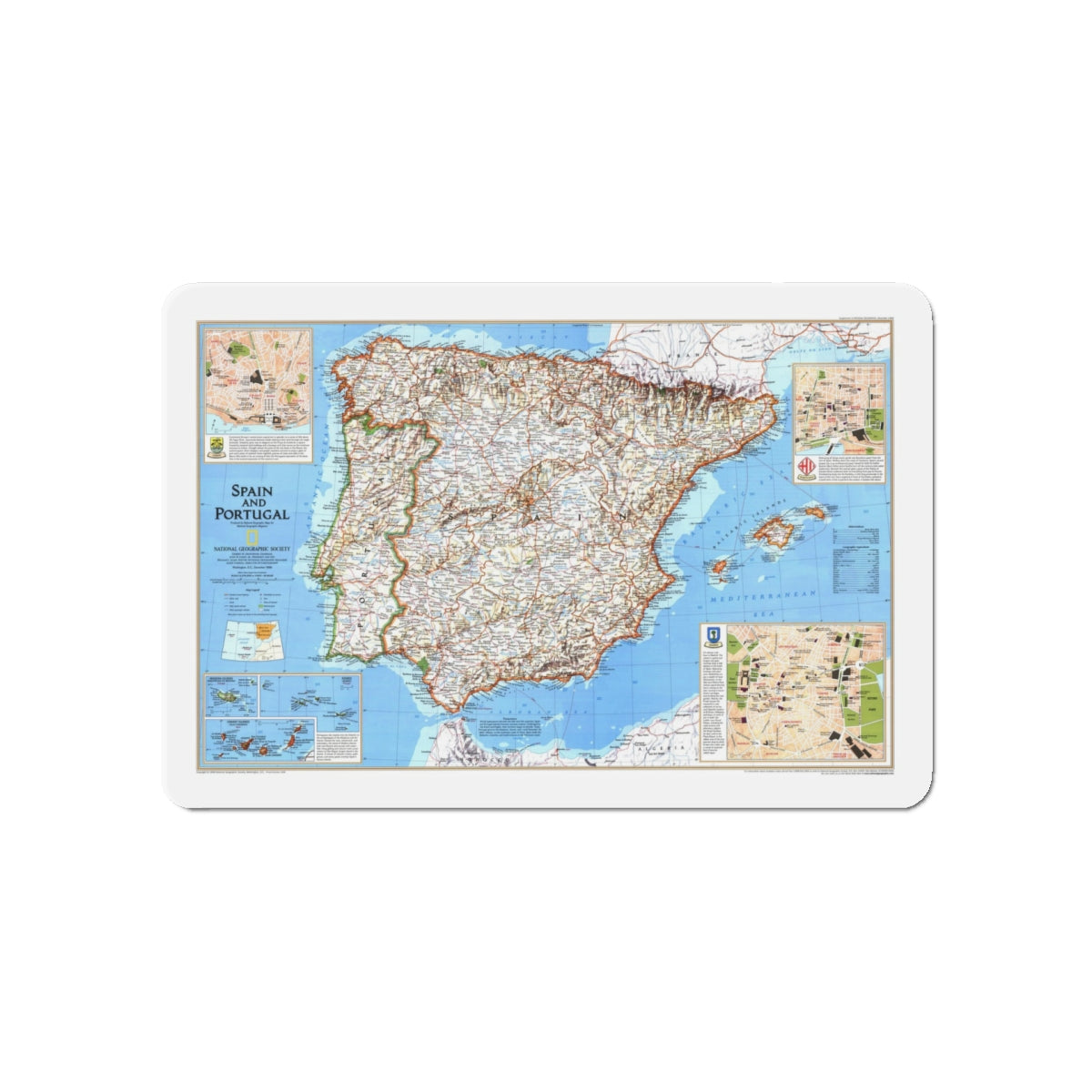 Spain and Portugal (1998) (Map) Refrigerator Magnet-5" x 5"-The Sticker Space