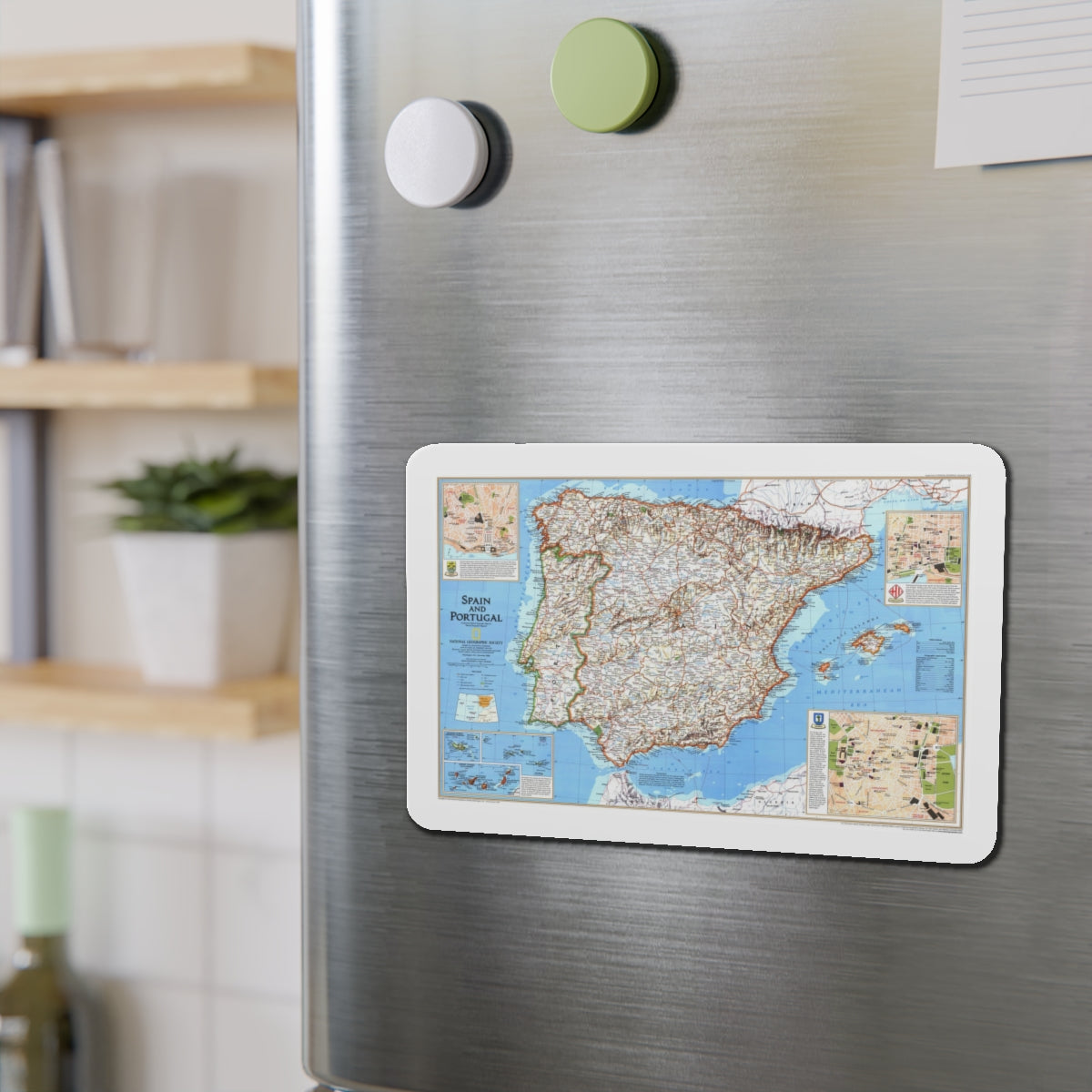 Spain and Portugal (1998) (Map) Refrigerator Magnet-The Sticker Space