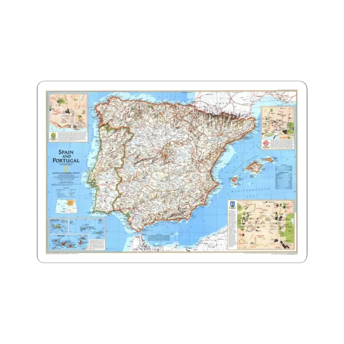 Spain and Portugal (1998) (Map) STICKER Vinyl Kiss-Cut Decal 2 Inch White - The Sticker Space