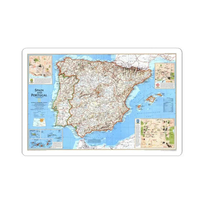 Spain and Portugal (1998) (Map) STICKER Vinyl Kiss-Cut Decal 2 Inch White - The Sticker Space