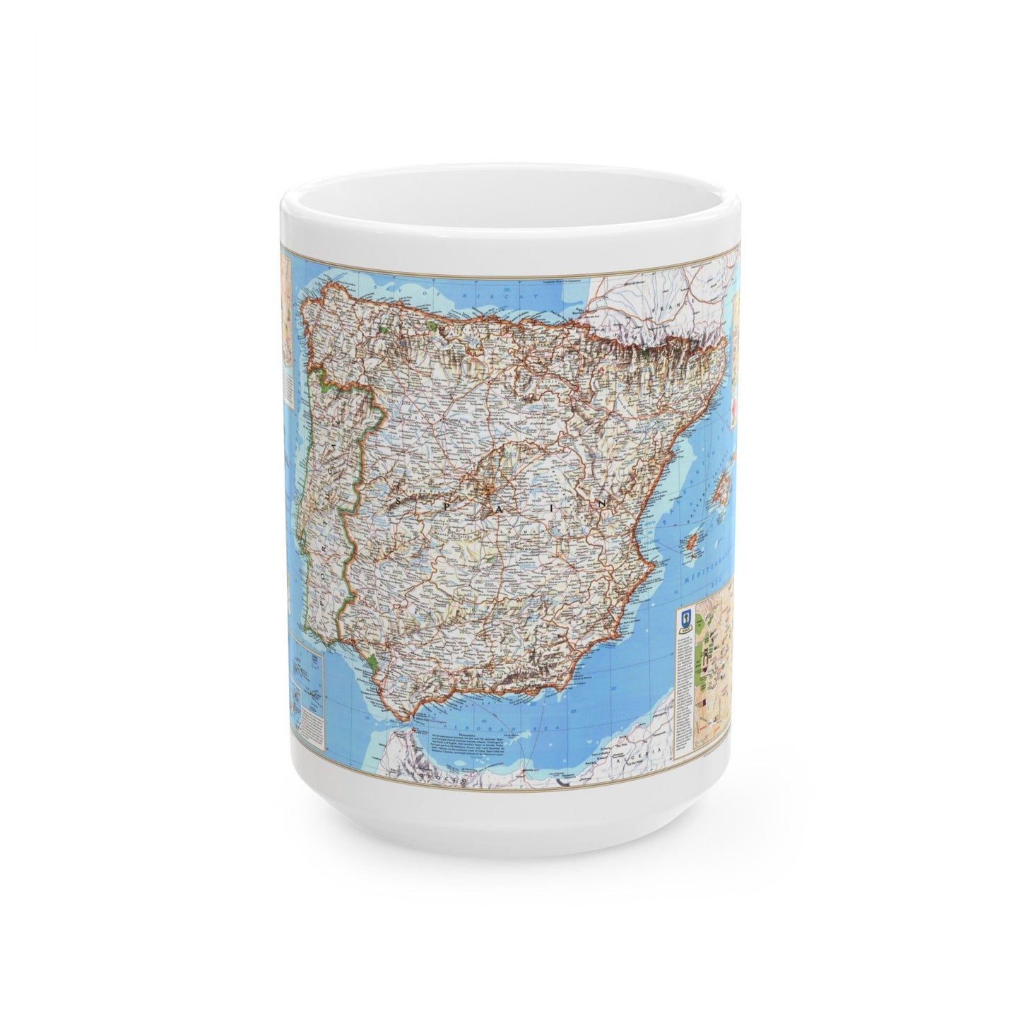 Spain and Portugal (1998) (Map) White Coffee Mug-15oz-The Sticker Space