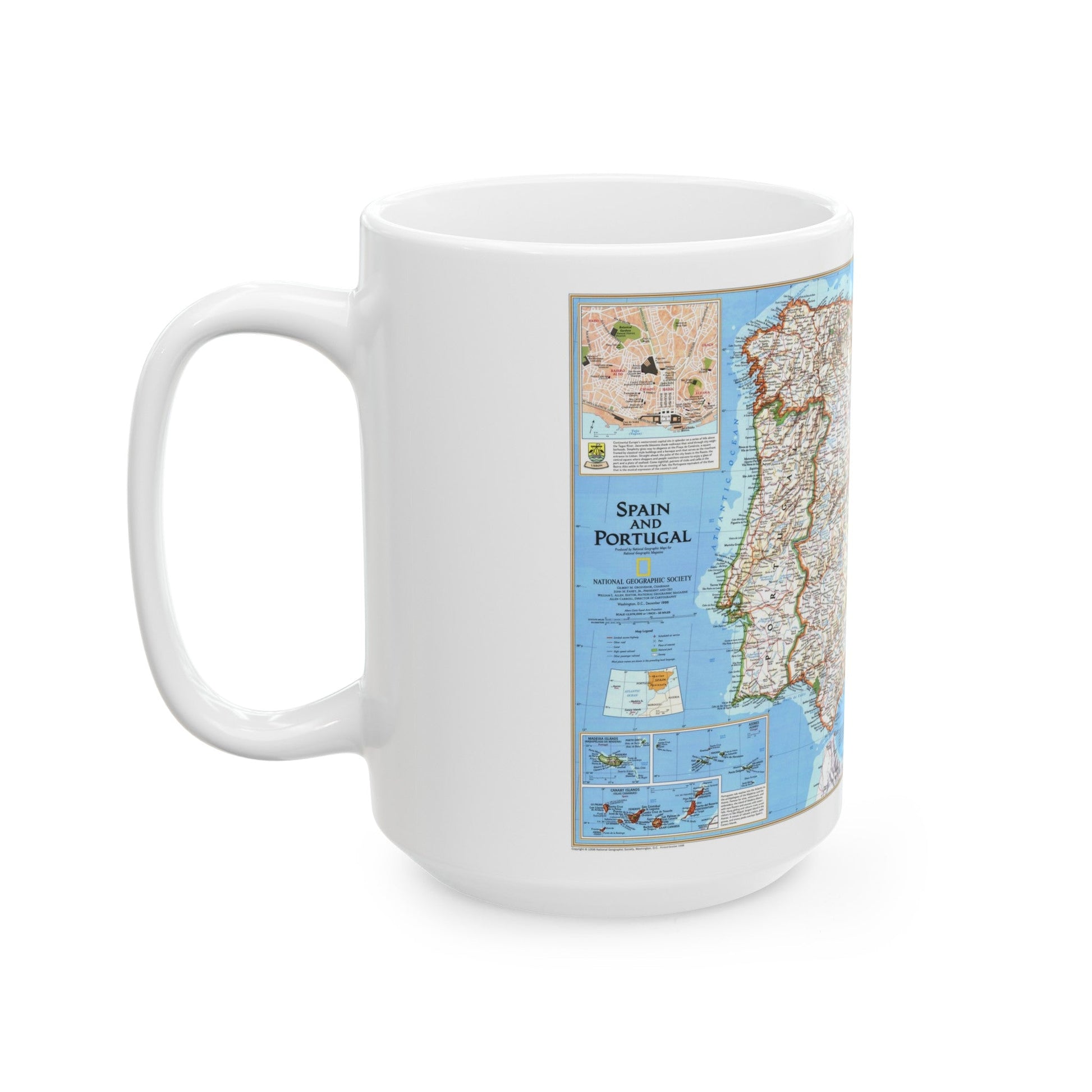 Spain and Portugal (1998) (Map) White Coffee Mug-The Sticker Space